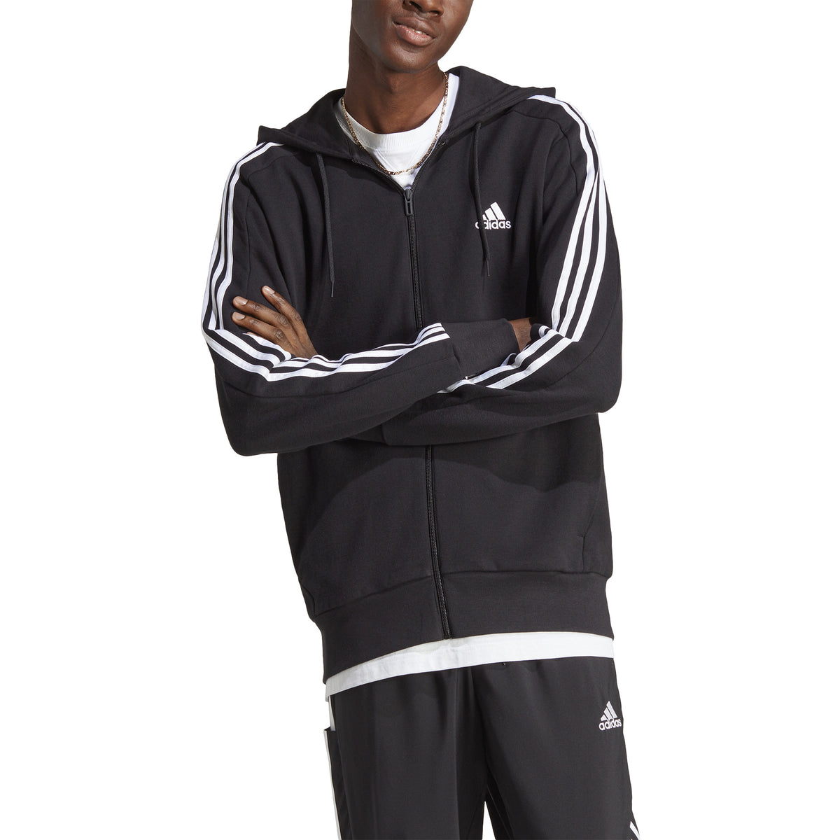 adidas 3Stripes Sudadera con cremallera Hombres - negro, blanco