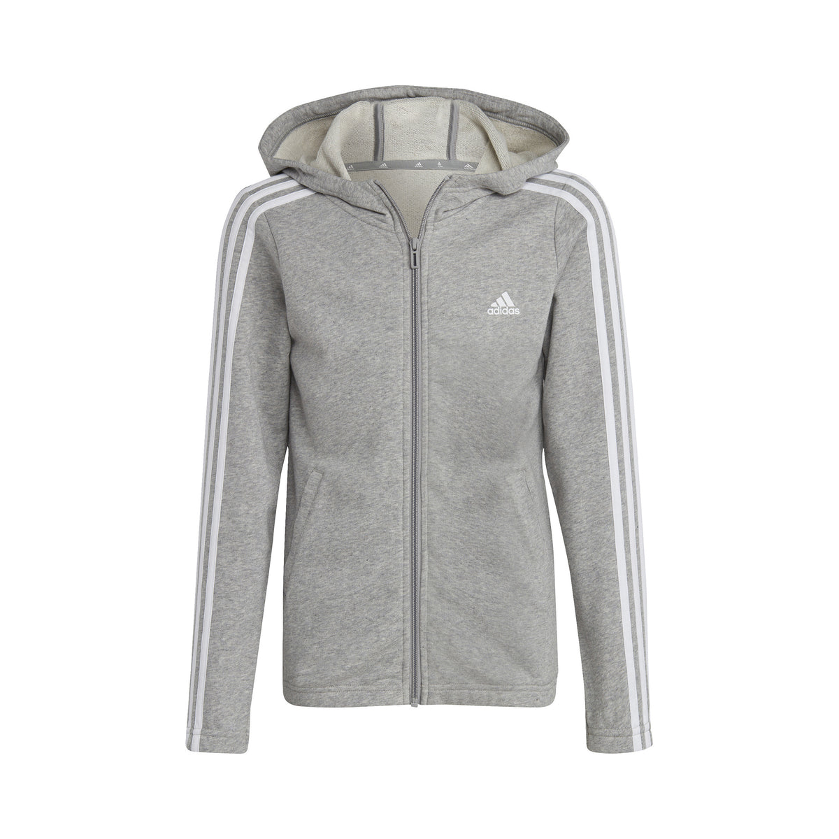 adidas 3Stripes Sudadera con cremallera Chicas - gris