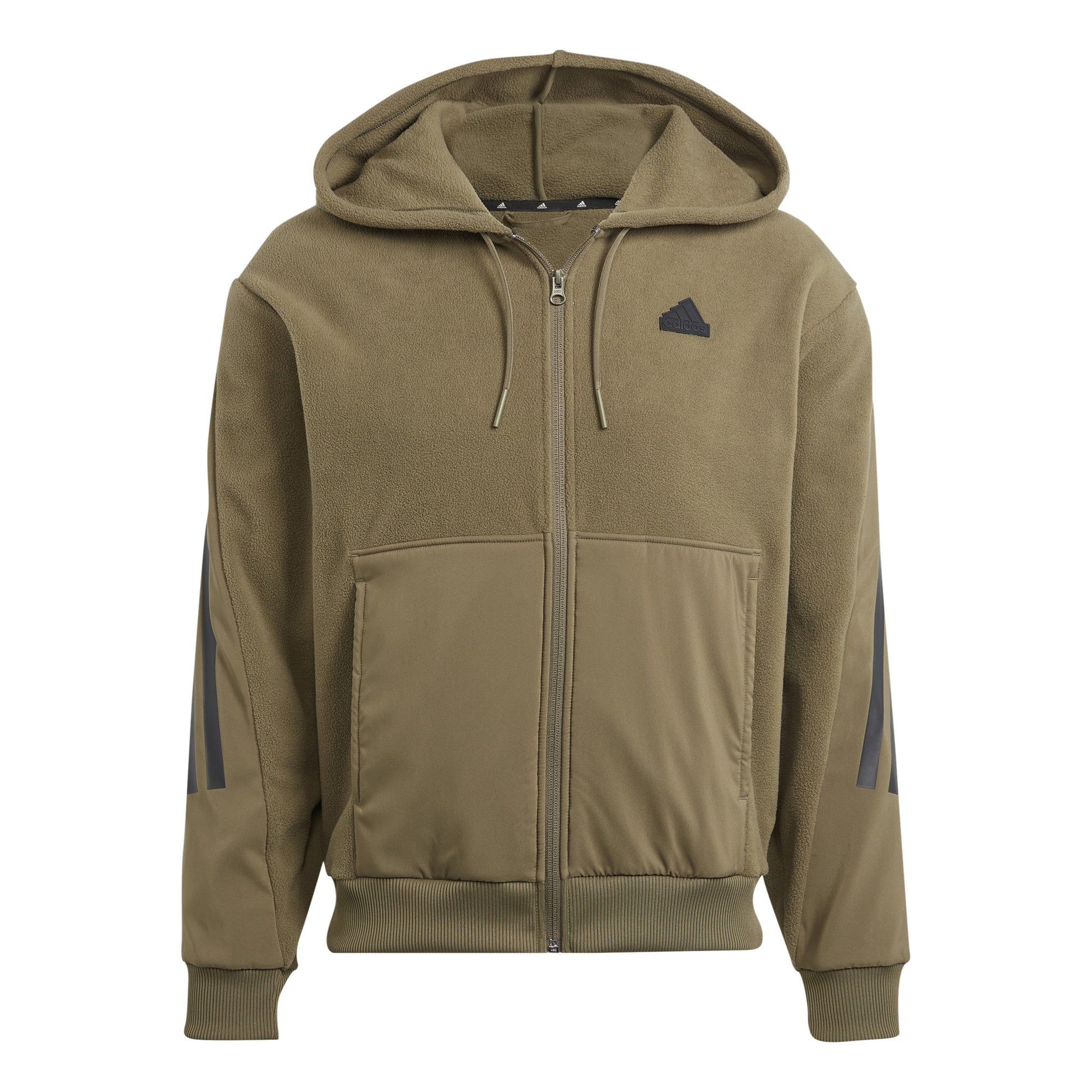 adidas Future Icon 3 Stripes Sudadera con cremallera Hombres - oliva, negro