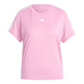 Essentials 3 Stripes Camiseta de manga corta Mujeres - rosa, blanco
