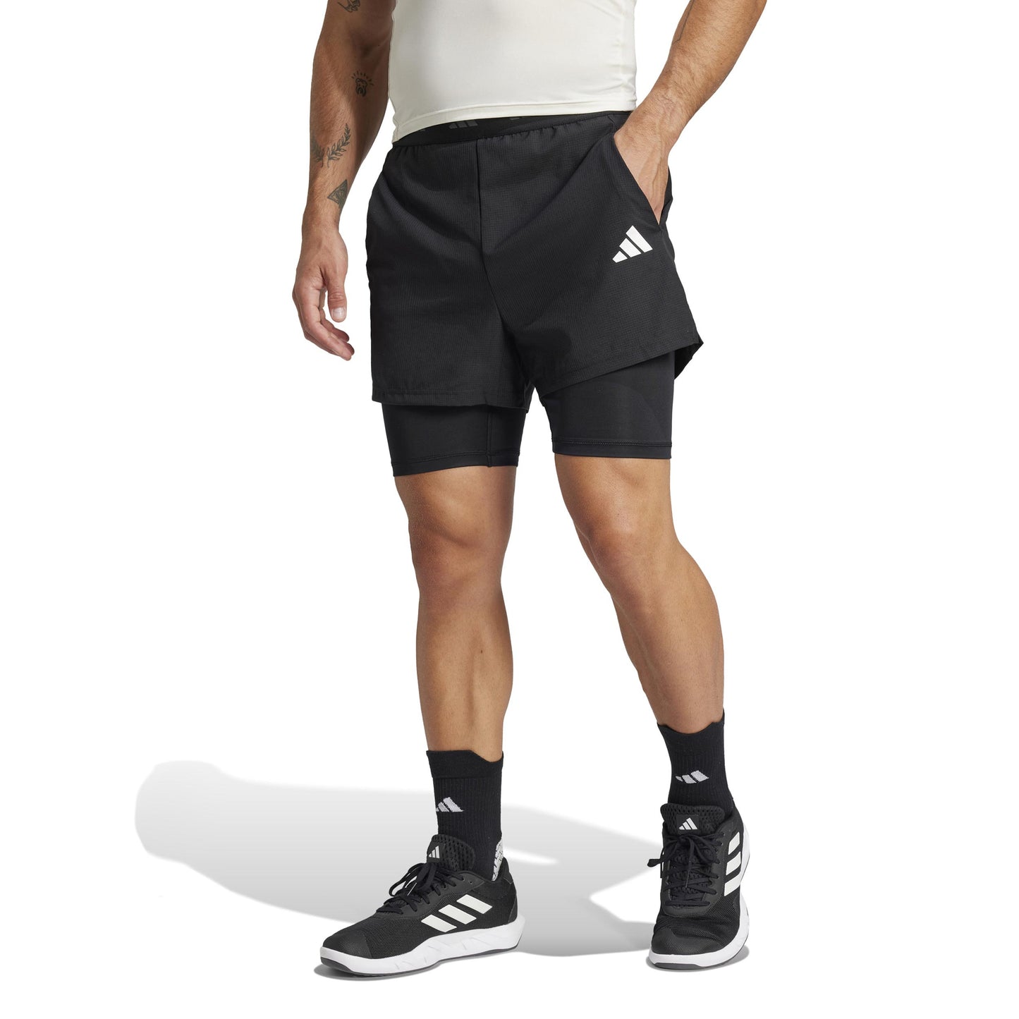 adidas Gym+ 2In1 Shorts Hombres-Negro