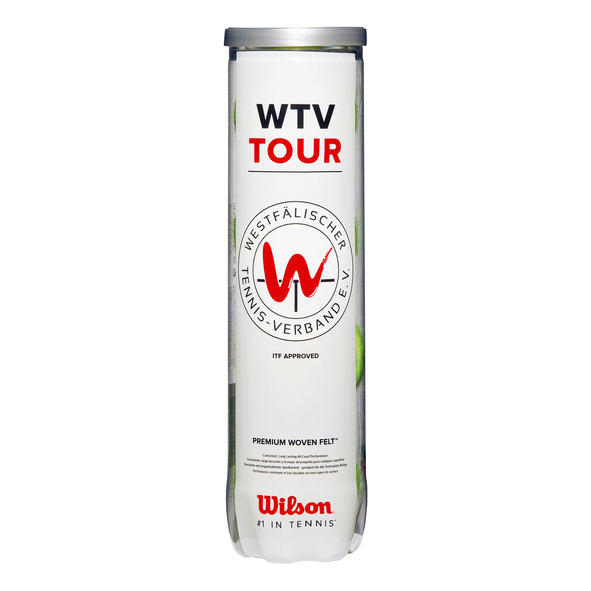 Wilson WTV Tour Bote de 4 pelotas