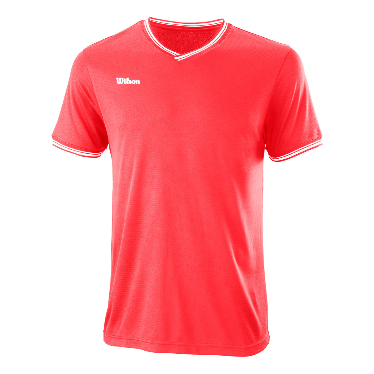 Wilson Team II High V-Neck Camiseta de manga corta Hombres - coral, blanco