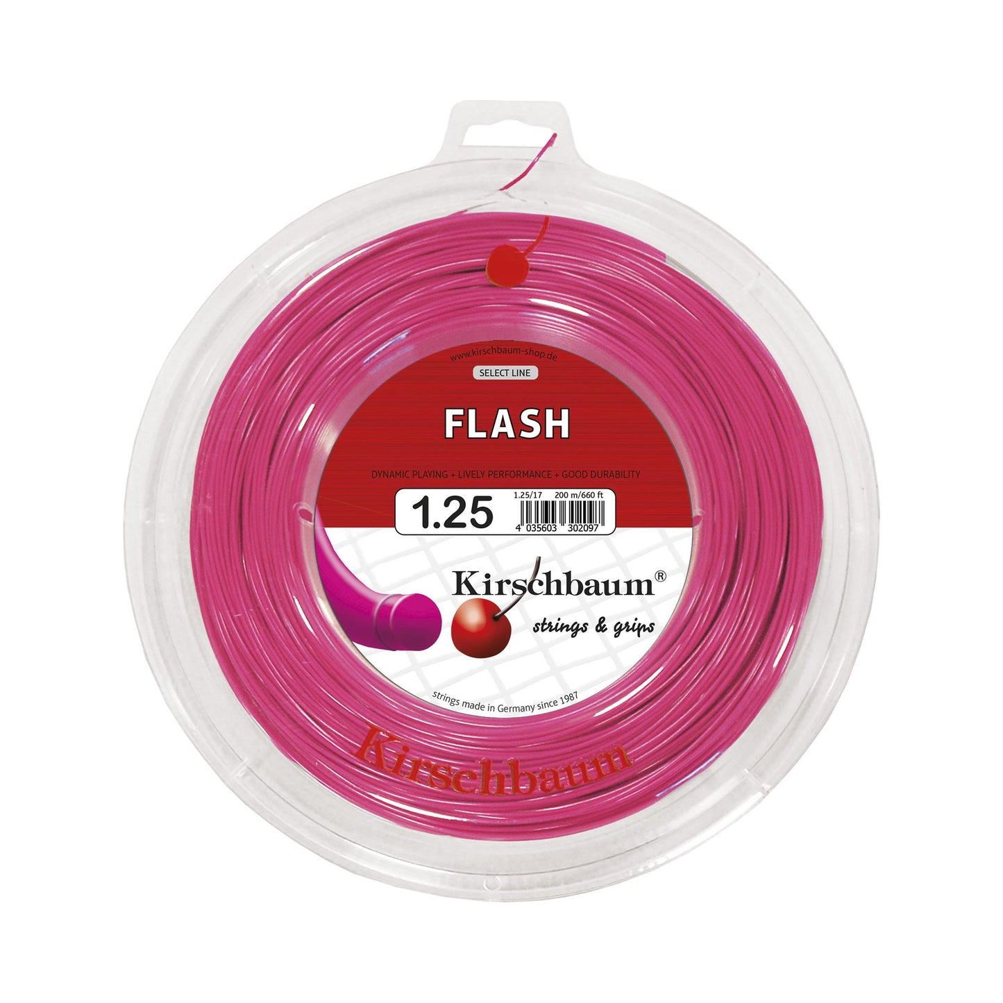 Kirschbaum Flash Bobinas De Cordaje 200m-Rosa