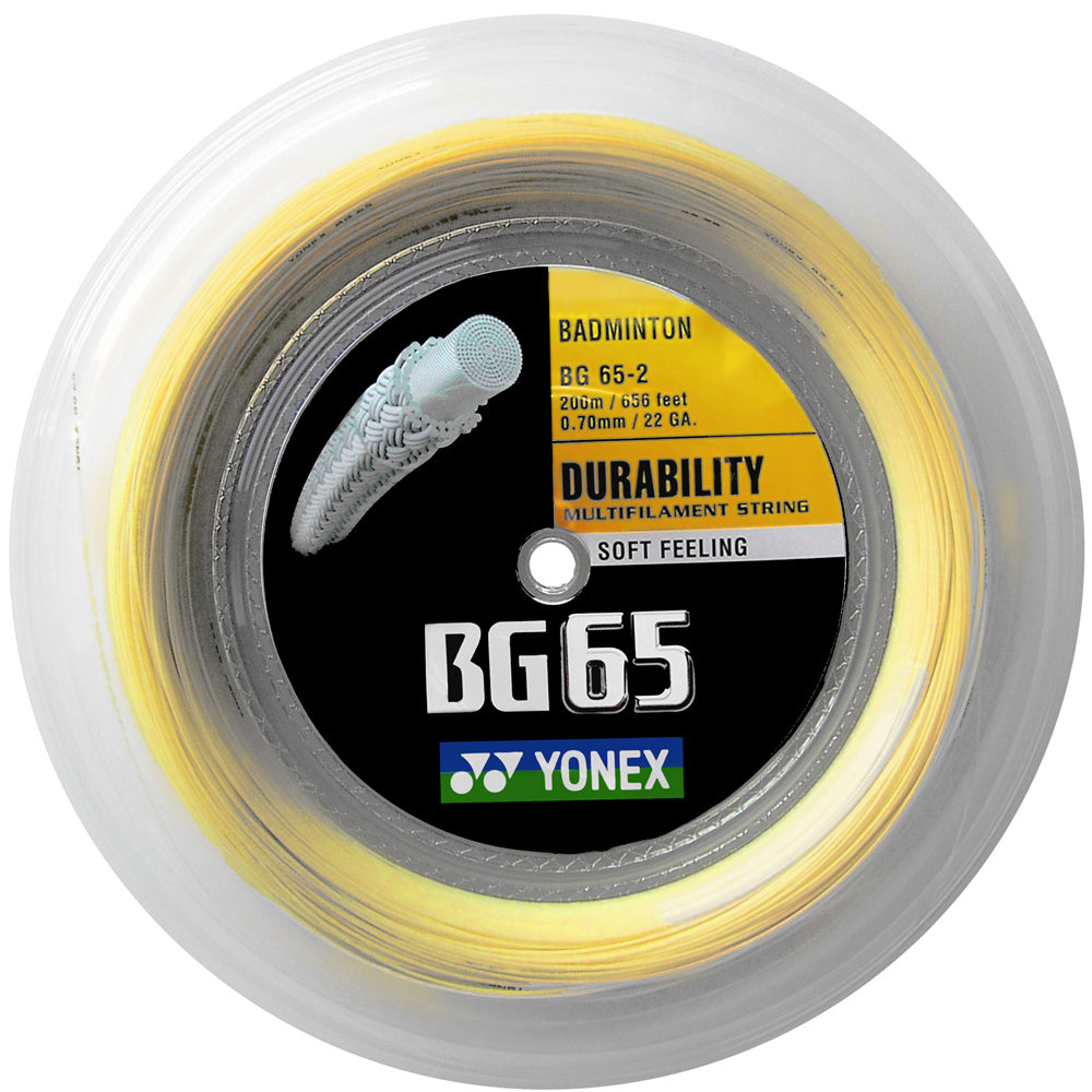 Yonex BG65 Rollo de cuerda de bádminton 200m -amarillo