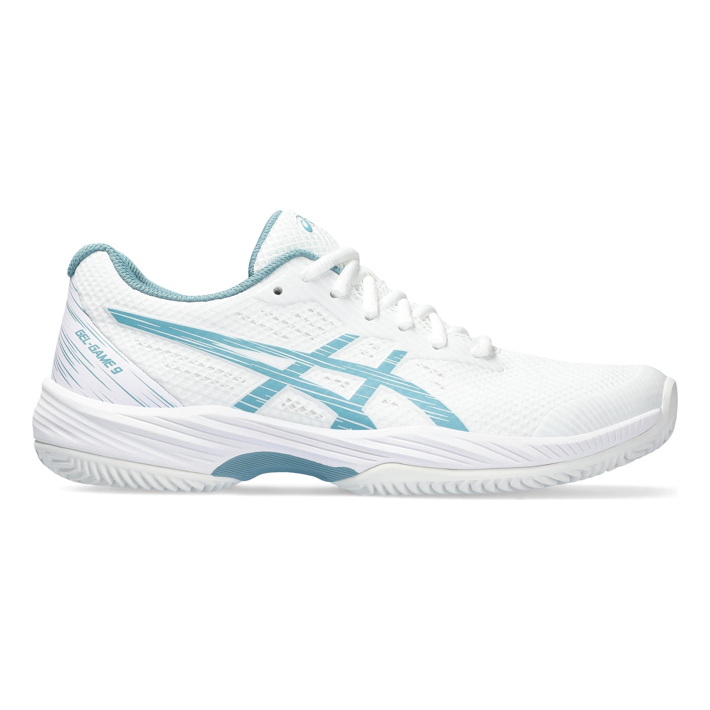 ASICS Gel-Game 9 Zapatilla tierra batida Mujeres - blanco, color petróleo