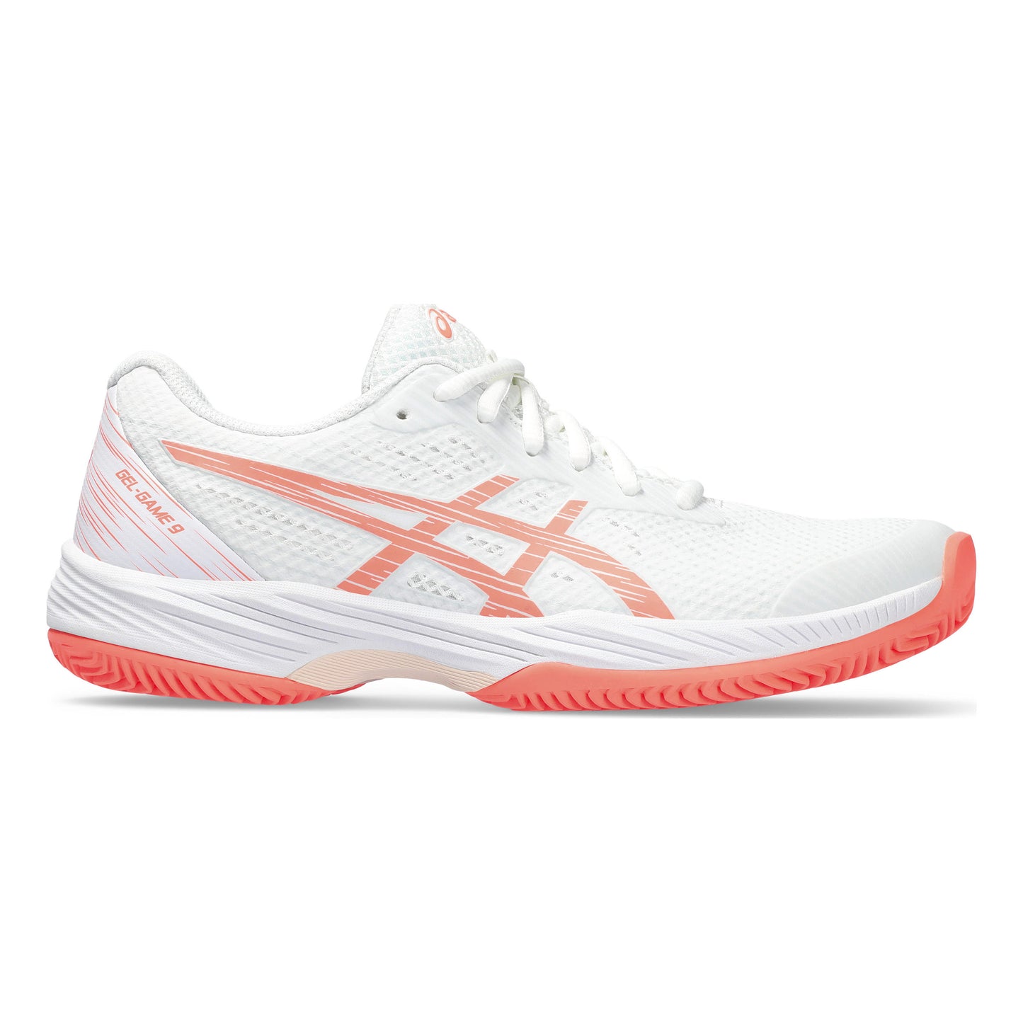 ASICS Gel-Game 9 Zapatilla tierra batida Mujeres - blanco, coral