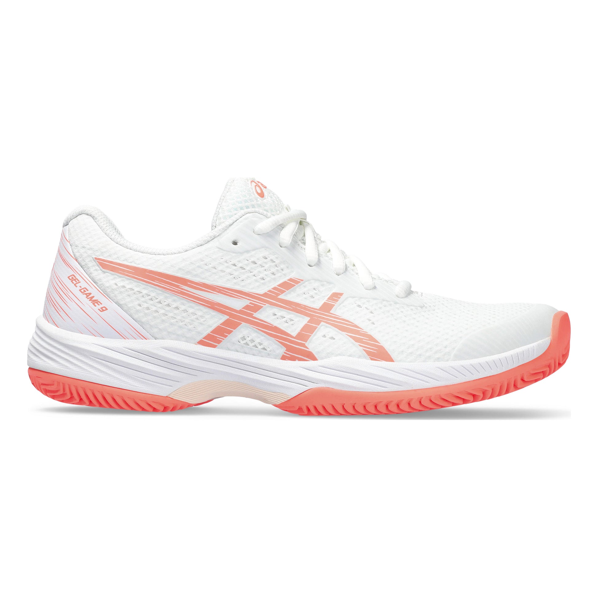 ASICS Gel-Game 9 Zapatilla tierra batida Mujeres - blanco, coral