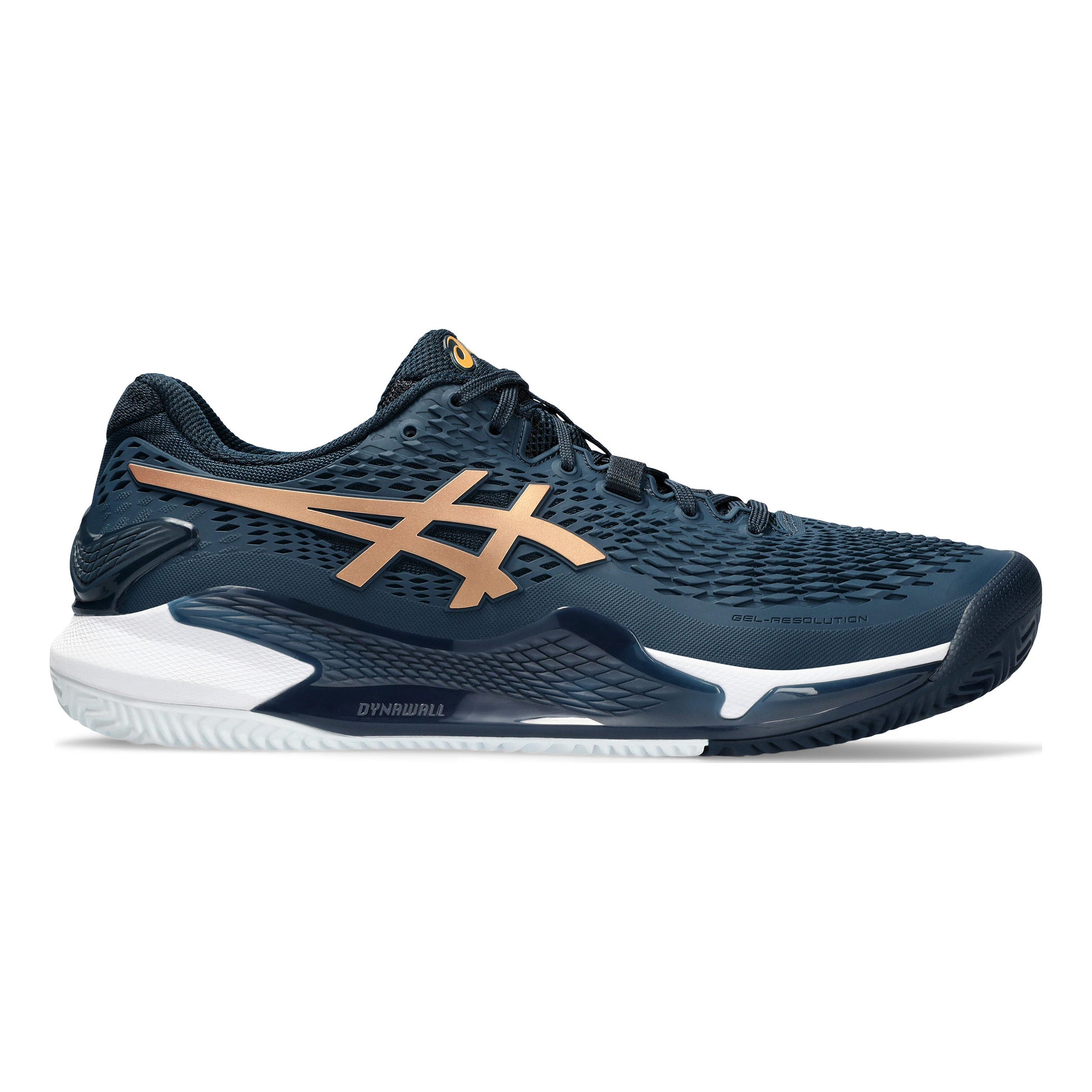 ASICS Gel-Resolution 9 Zapatilla tierra batida Hombres - azul oscuro, dorado