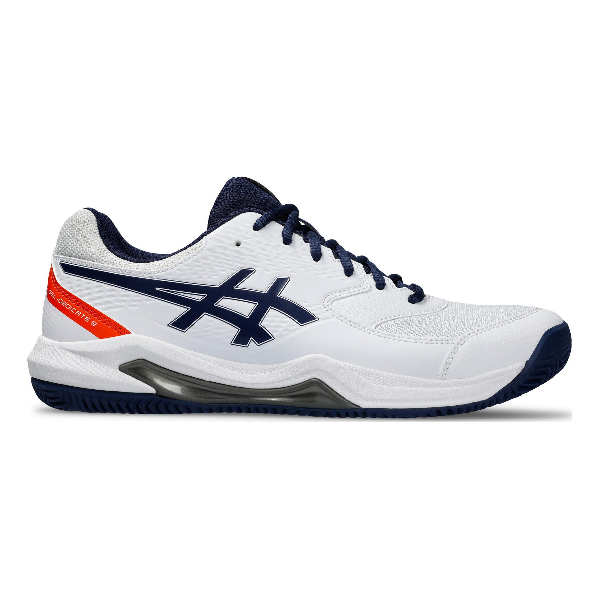 ASICS Gel-Dedicate 8 Zapatilla tierra batida Hombres - blanco, azul oscuro