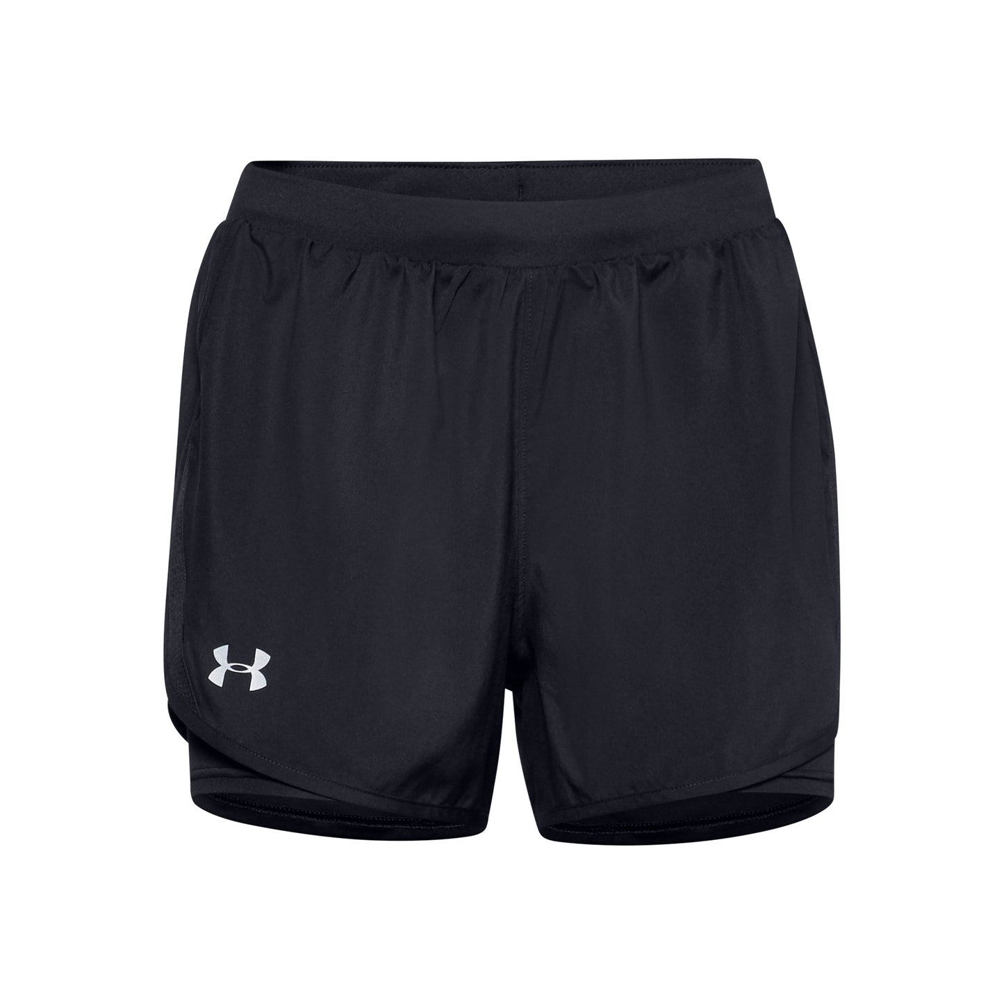 Under Armour Fly By 2.0 2in1 Shorts Mujeres-Negro,Plateado