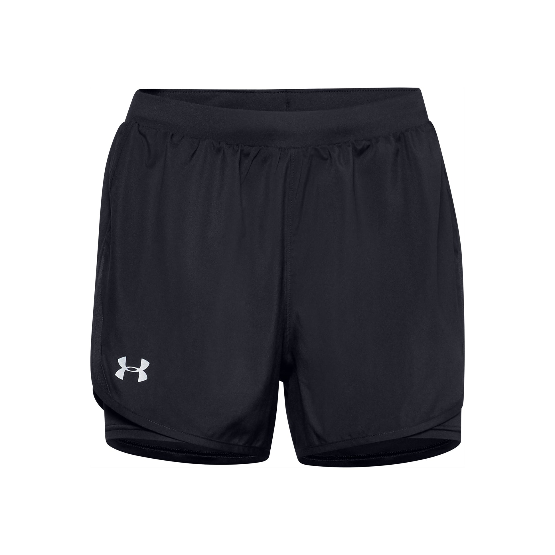 Under Armour Fly By 2.0 2in1 Shorts Mujeres-Negro,Plateado