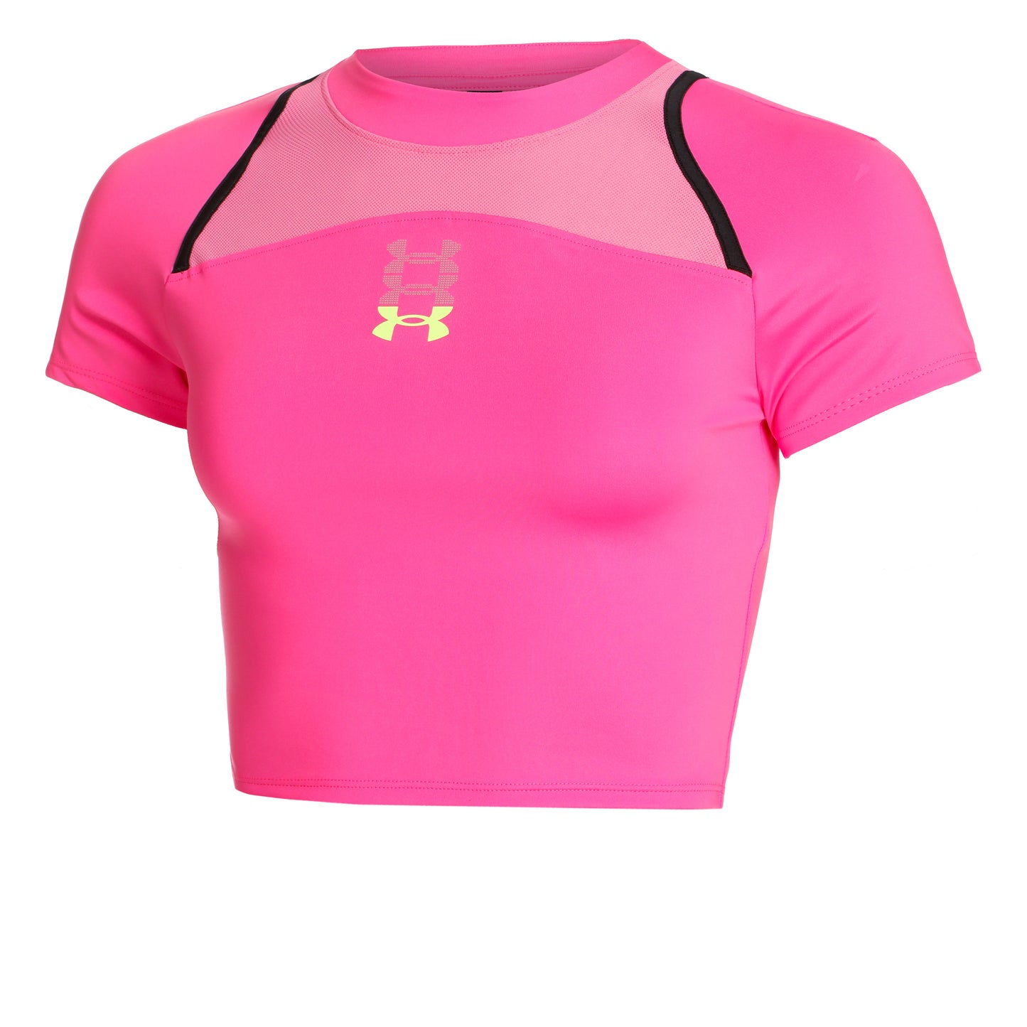 Under Armour Run Anywhere Crop Camiseta De Running Mujeres-Rosa,Negro