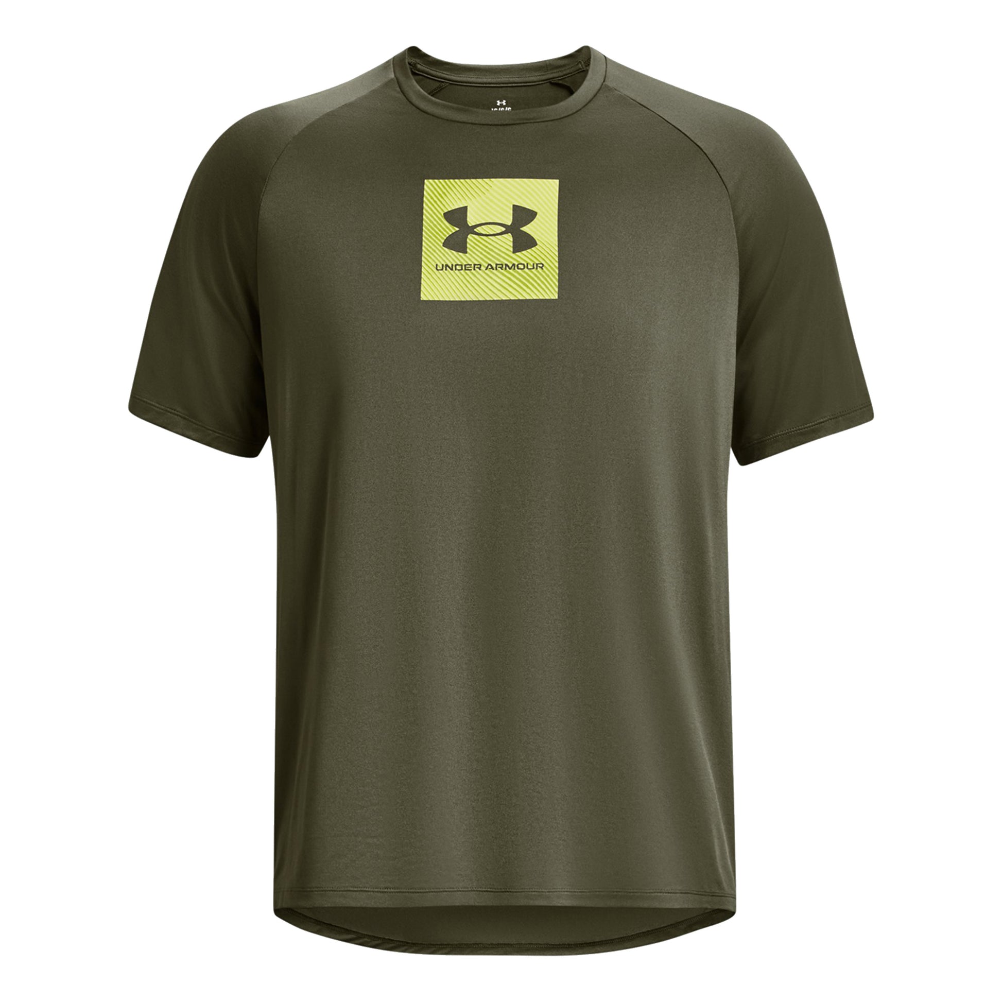 Under Armour Tech printed fill Camiseta de manga corta Hombres - verde oscuro, amarillo