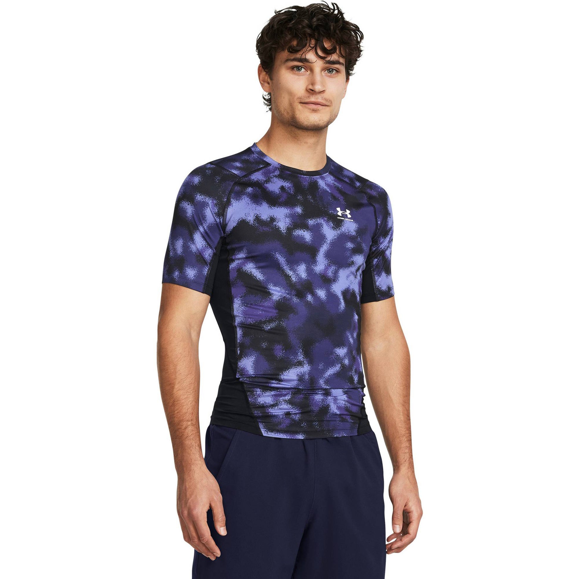 Under Armour Heatgear Printed Camiseta De Manga Corta Hombres-Lila