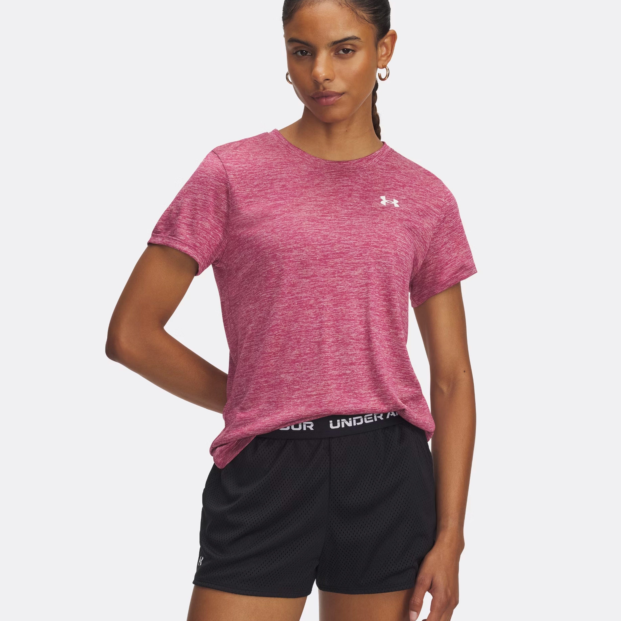 Under Armour Tech Twist Camiseta De Manga Corta Mujeres-Berry,Blanco
