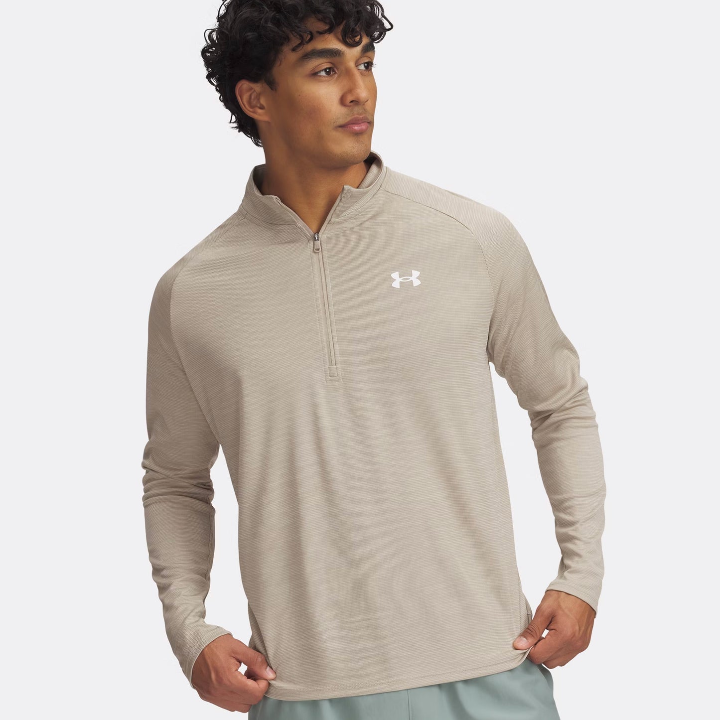 Under Armour Tech Textured Half-Zip Camiseta de manga larga Hombres - marrón,