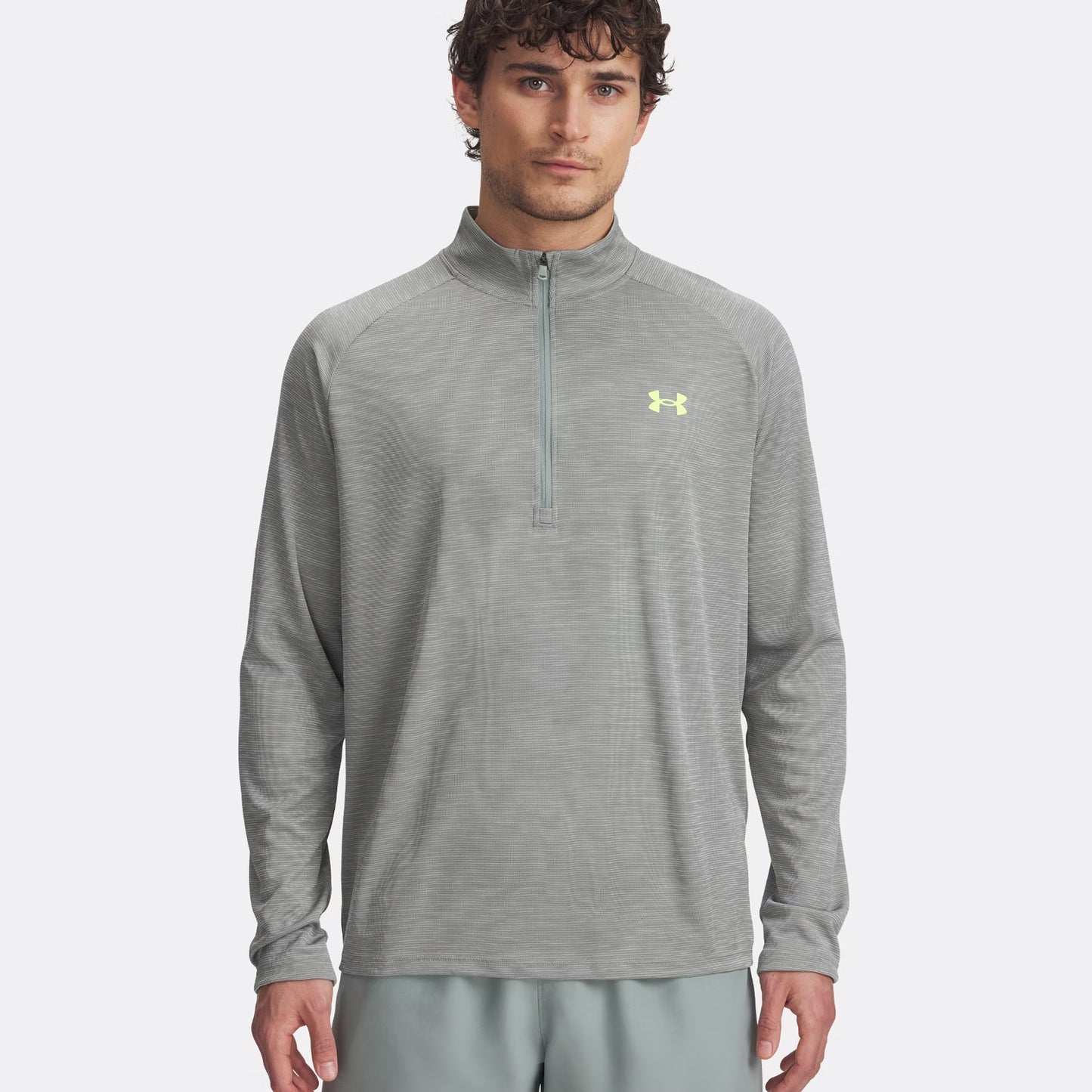 Under Armour Tech Textured Half-Zip Camiseta De Manga Larga Hombres-Salvia