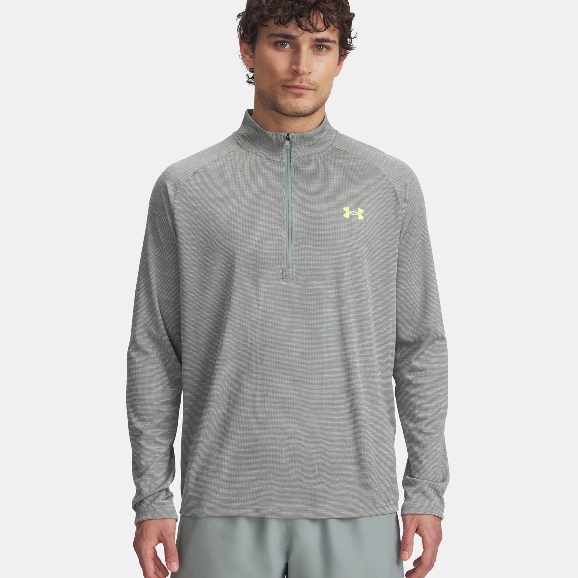 Under Armour Tech Textured Half-Zip Camiseta De Manga Larga Hombres-Salvia
