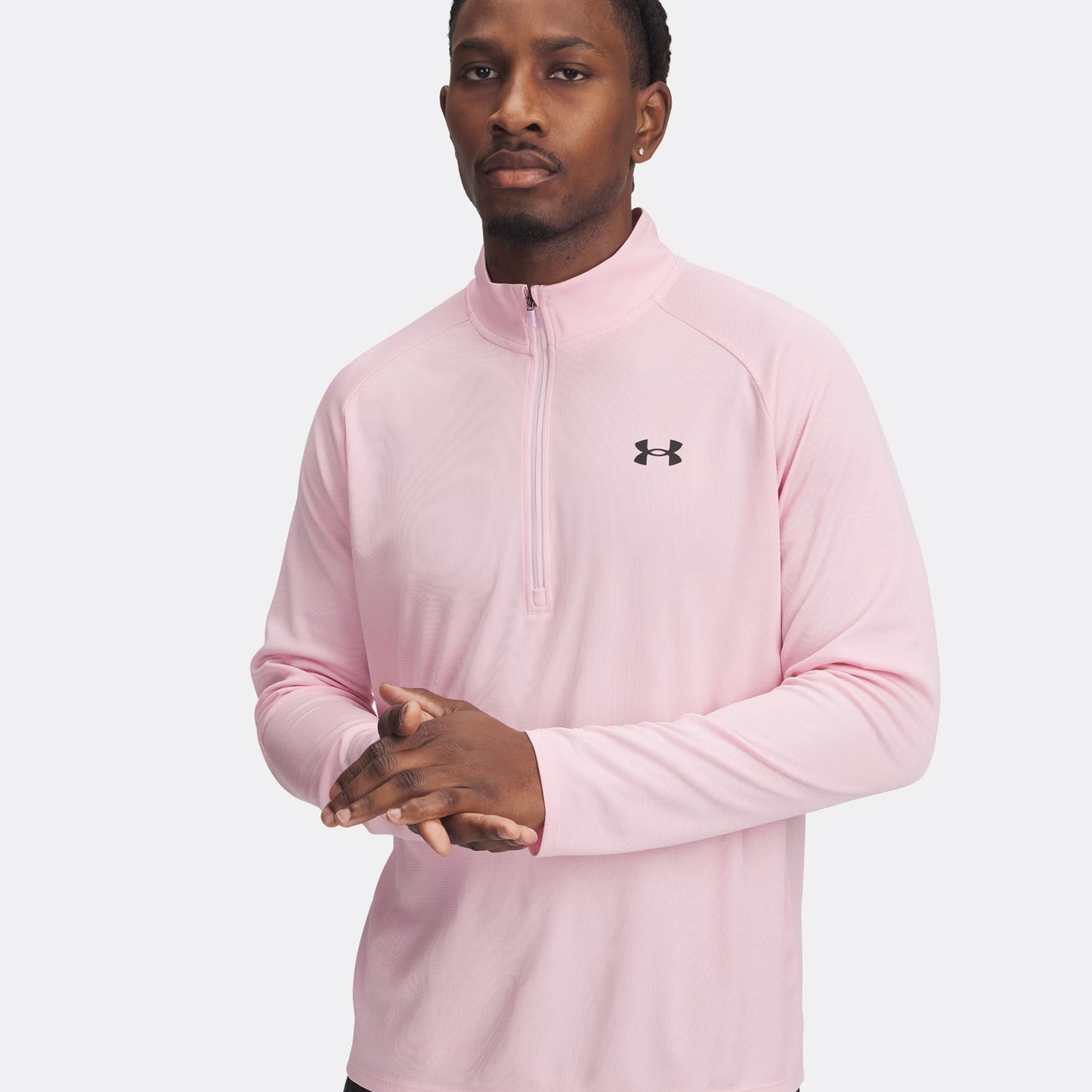 Under Armour Tech Textured Half-Zip Camiseta De Manga Larga Hombres-Rosa