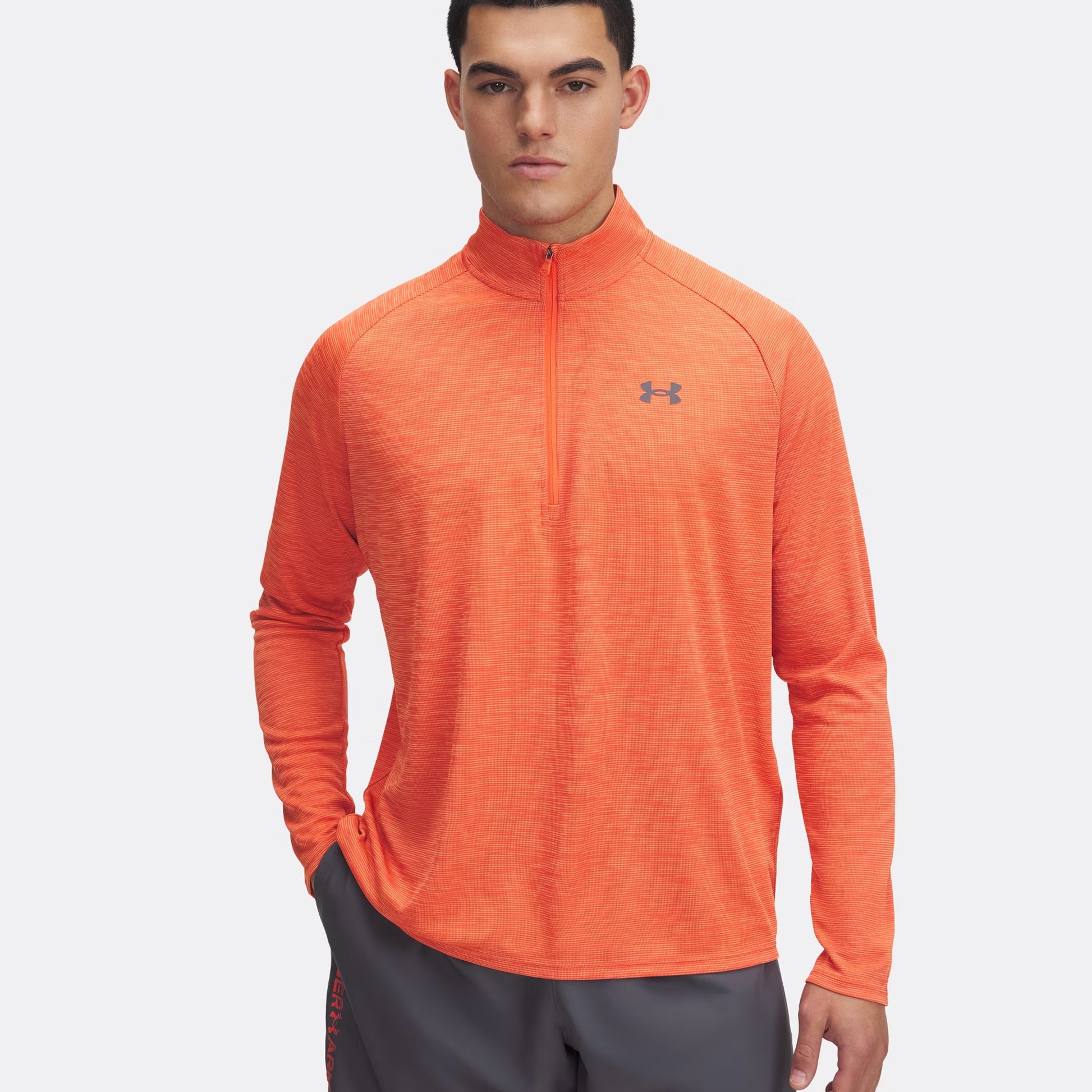 Under Armour Tech Textured Half-Zip Camiseta De Manga Larga Hombres-Naranja