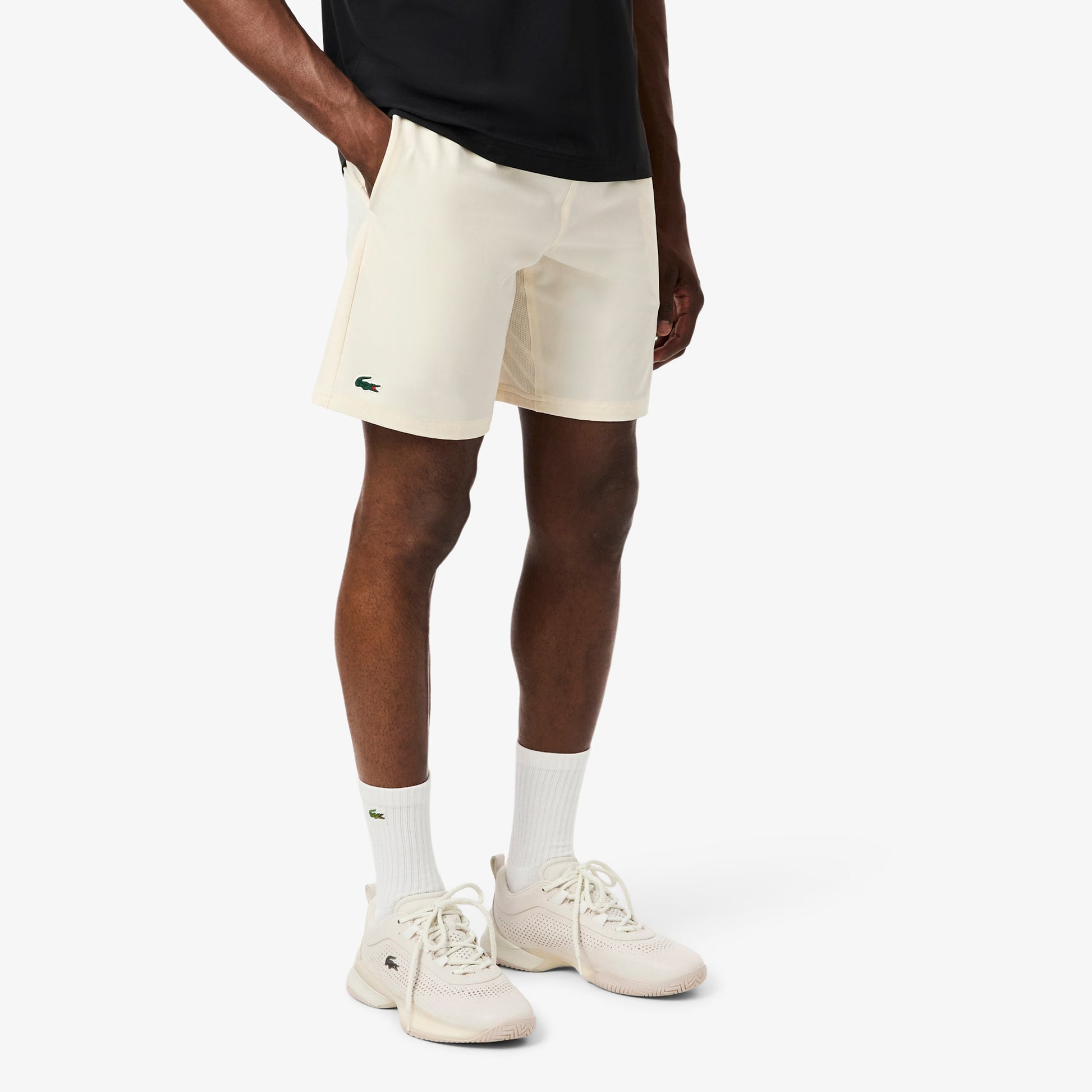 Lacoste Djokovic Shorts Hombres - crema, azul oscuro