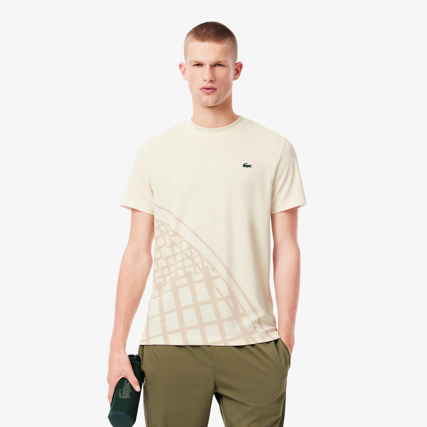 Lacoste Camiseta De Manga Corta Hombres-Crema