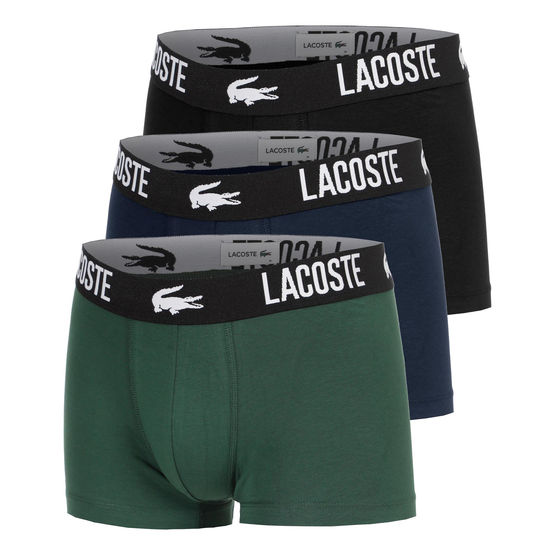 Lacoste Cotton Stretch Calzoncillos tipo bóxer Pack de 3 Hombres - verde oscuro