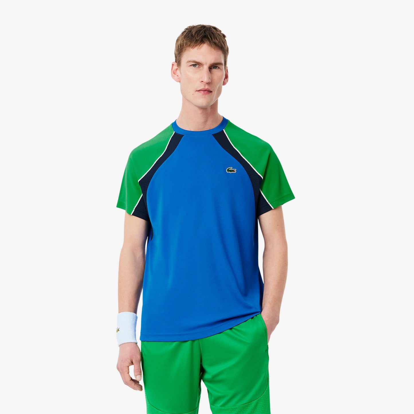 Lacoste Camiseta De Manga Corta Hombres-Azul,Multicolor