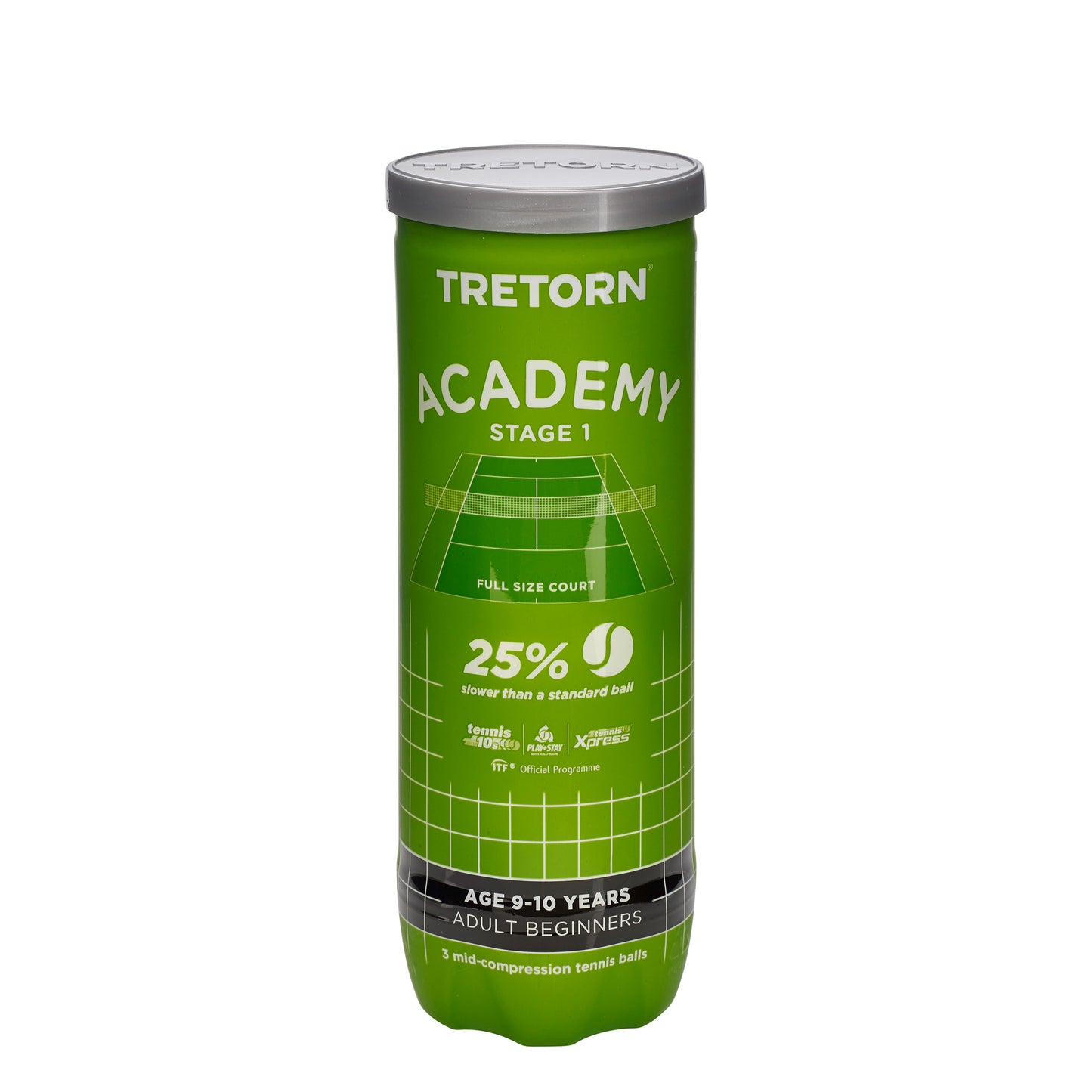 Tretorn Academy Green Bote De 3 Pelotas
