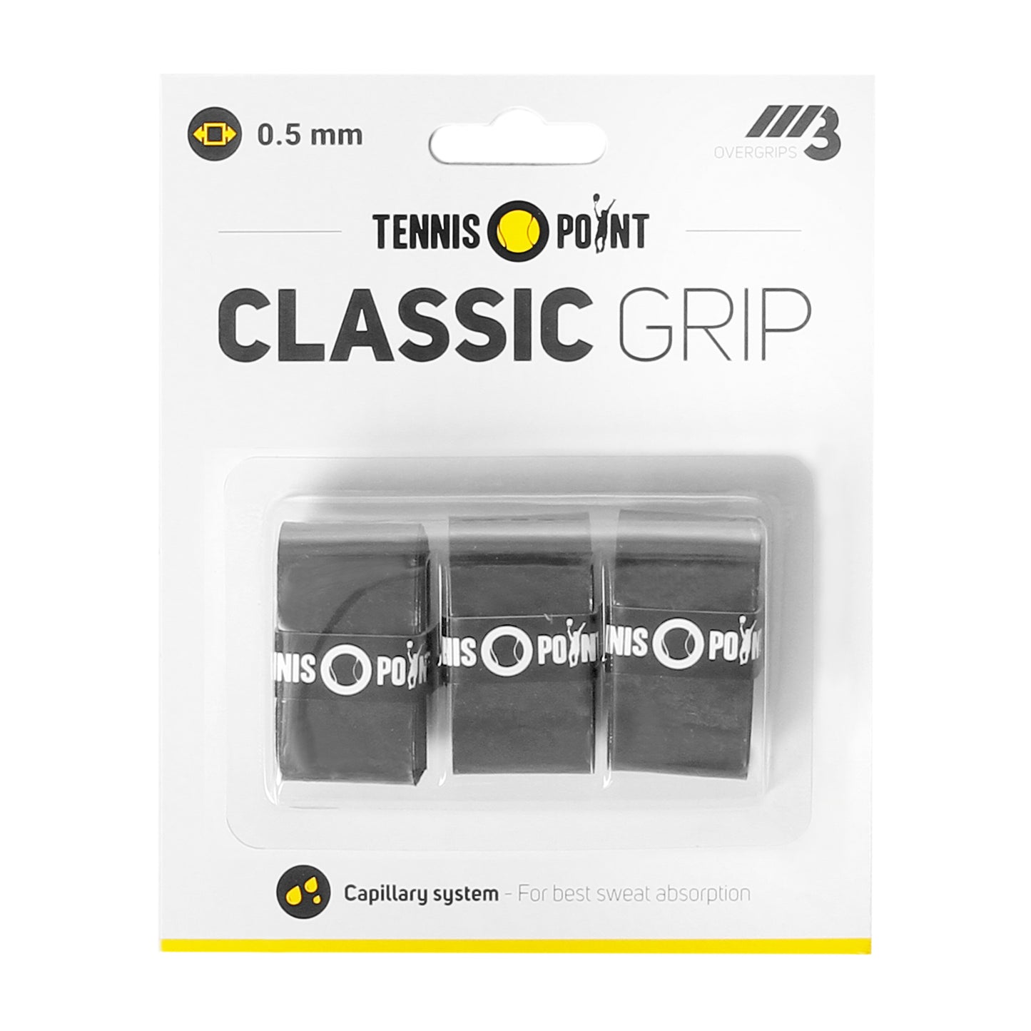 Tennis-Point Classic Grip Pack de 3 - negro