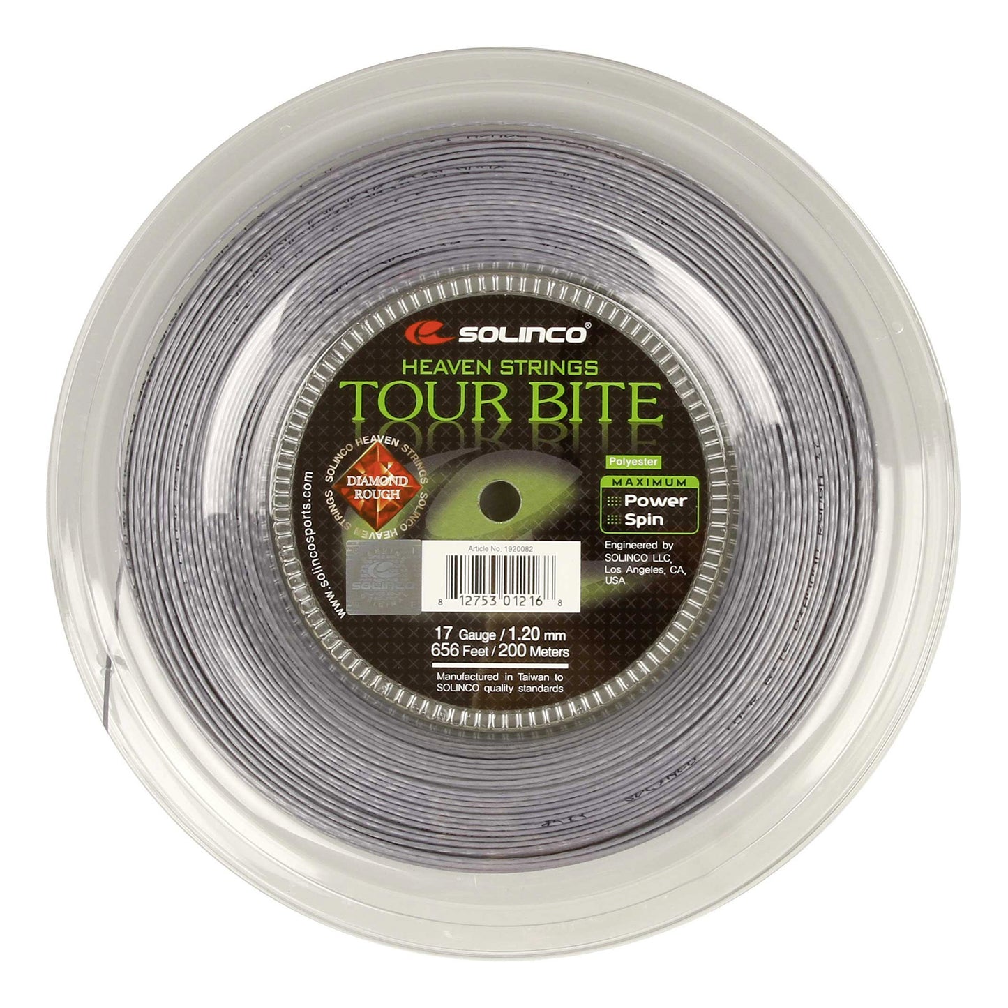 Solinco Tour Bite Diamond Rough Bobinas De Cordaje 200m-Plateado