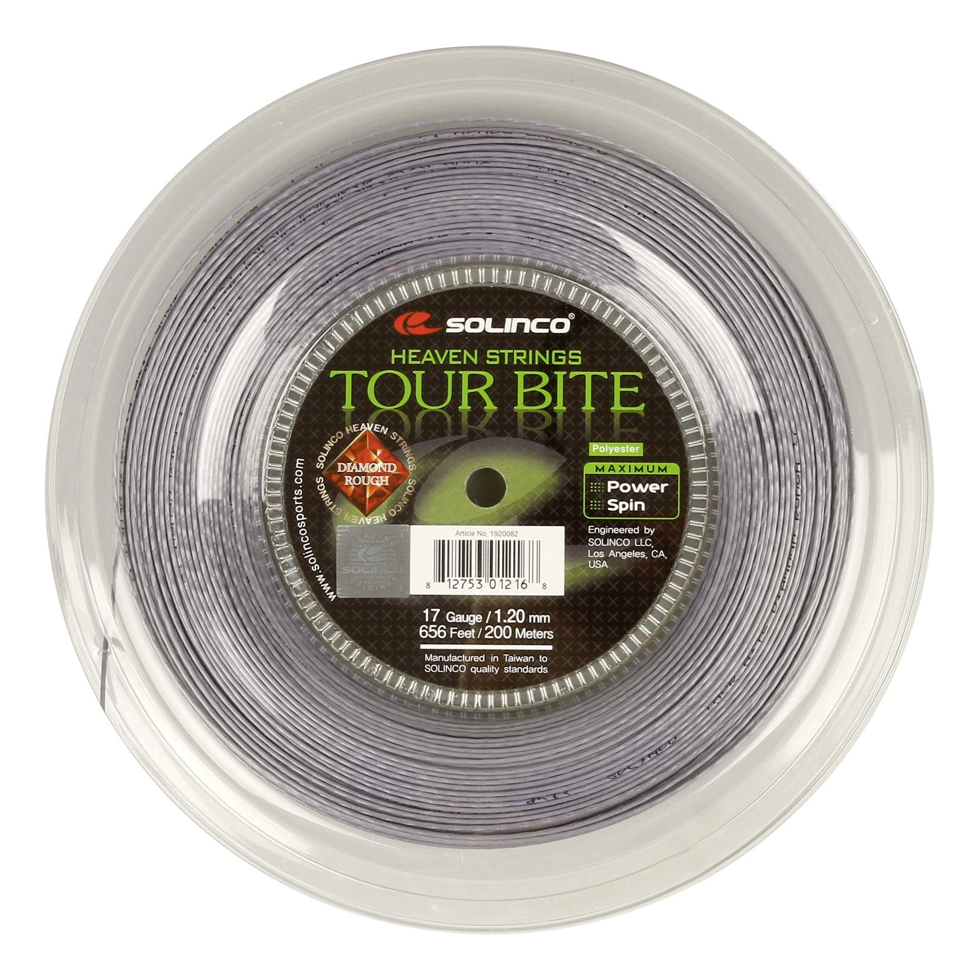 Solinco Tour Bite Diamond Rough Bobinas De Cordaje 200m-Plateado