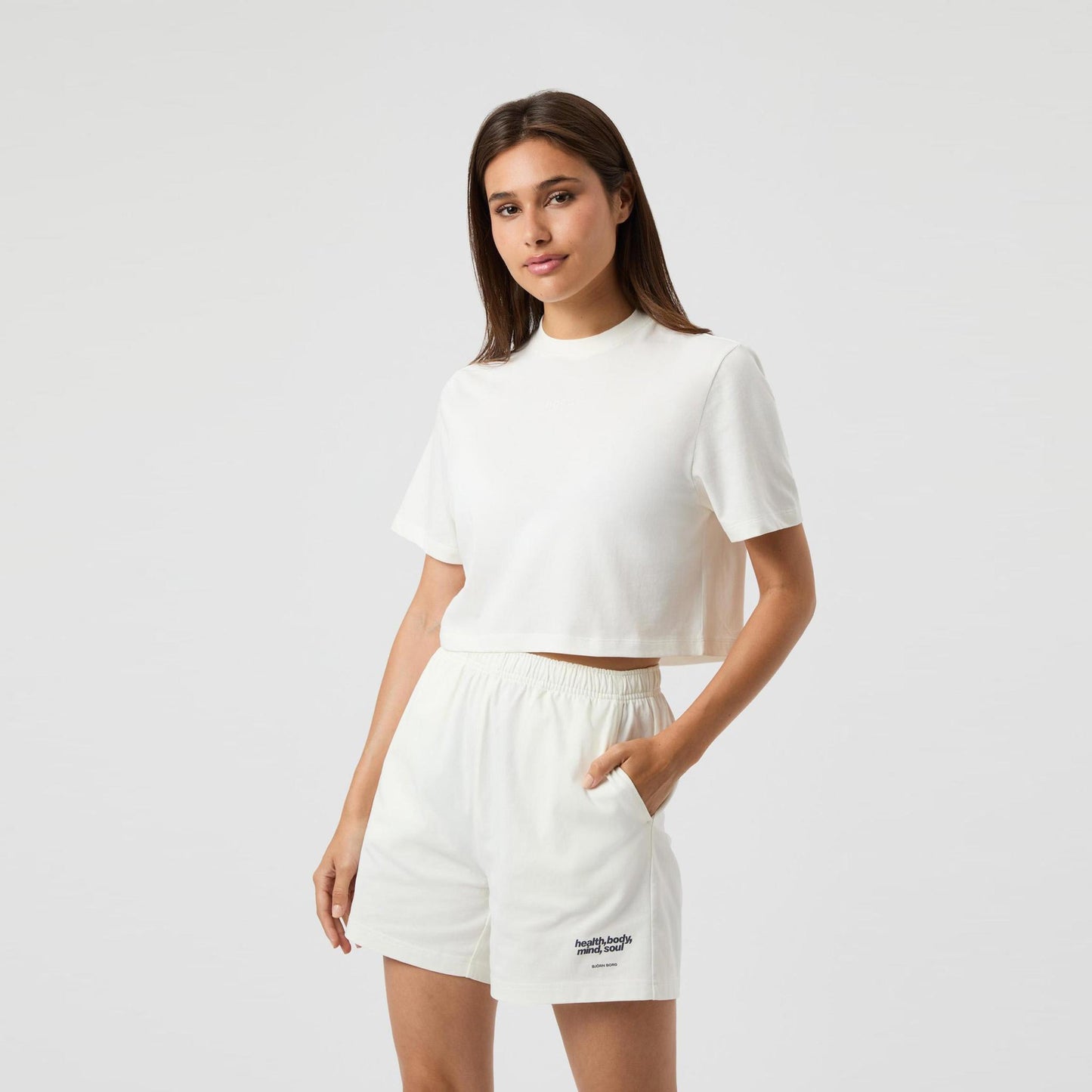 Björn Borg Studio Oversized Cropped Camiseta De Manga Corta Mujeres-Crema