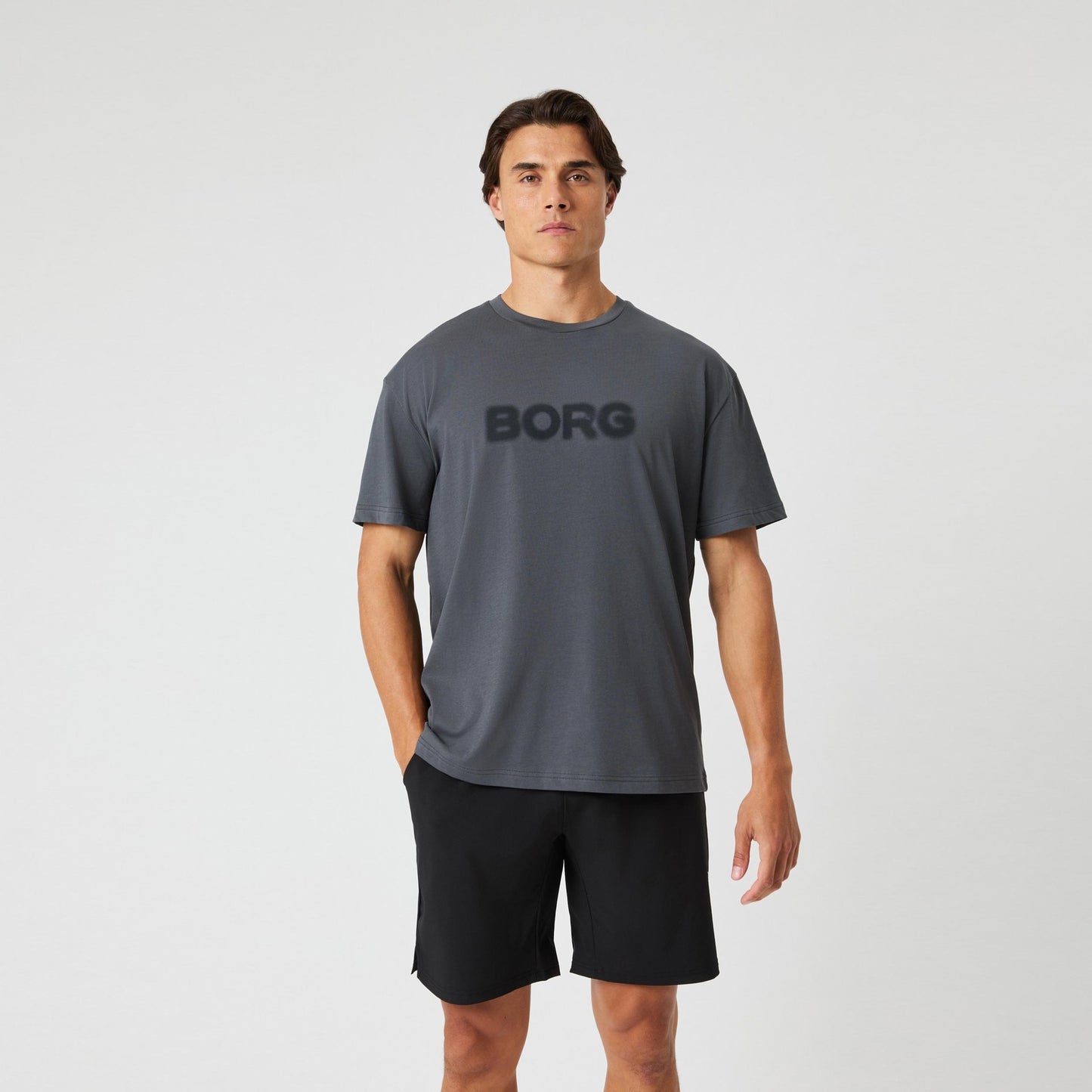 Björn Borg Borg Gym Oversized Camiseta De Manga Corta Hombres-Gris Oscuro