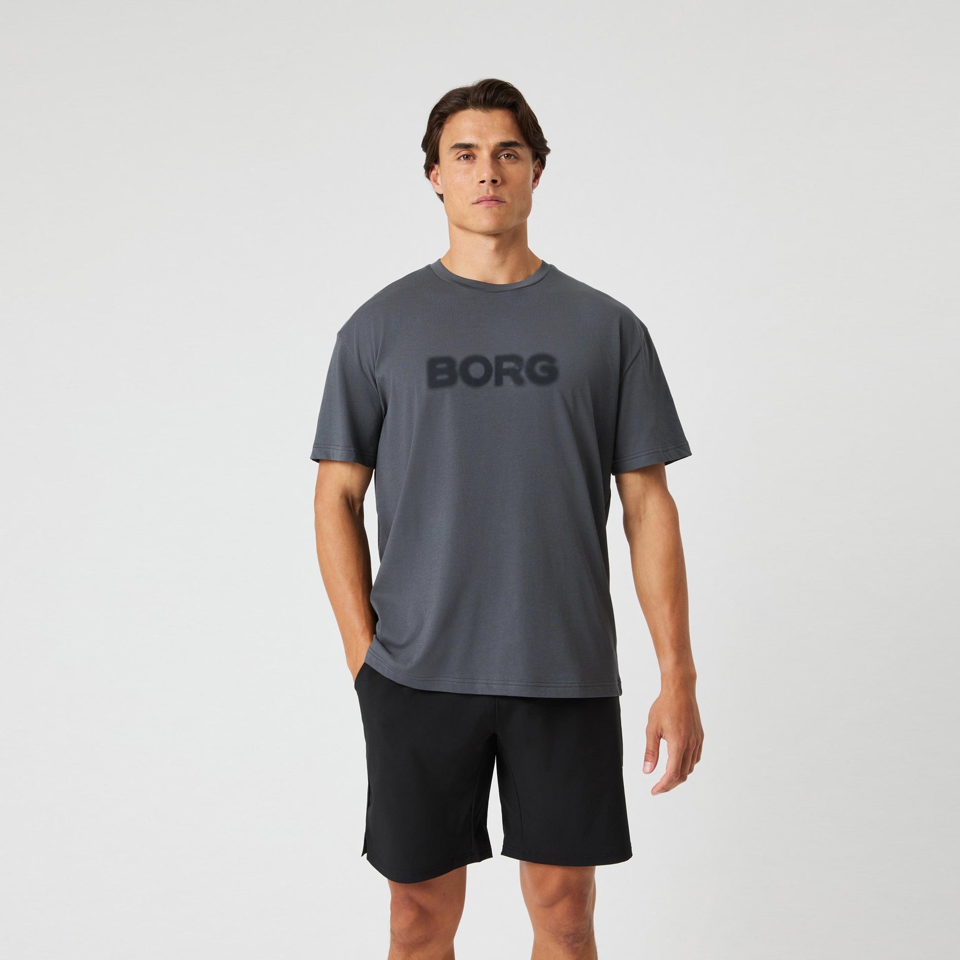 Björn Borg Borg Gym Oversized Camiseta De Manga Corta Hombres-Gris Oscuro