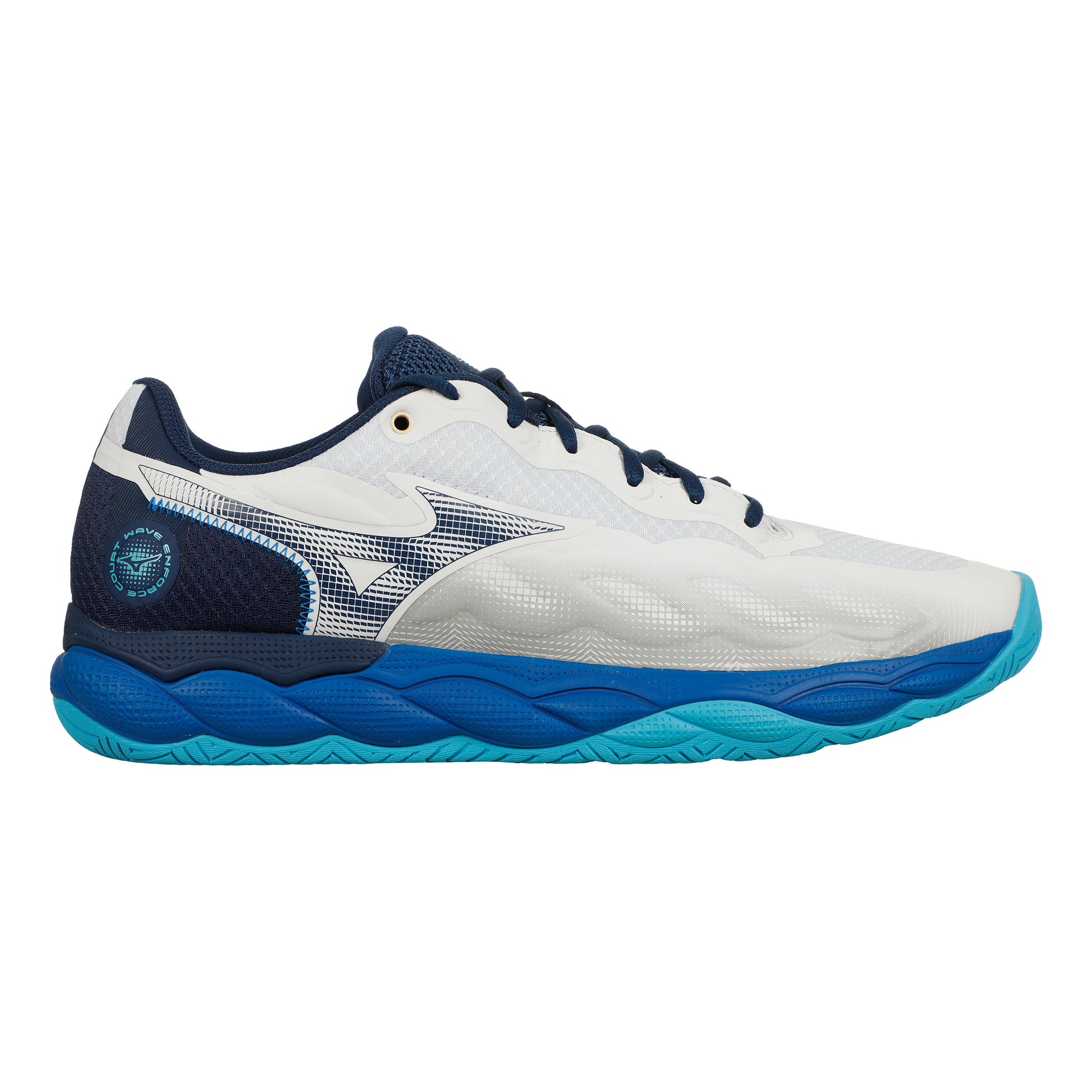Mizuno Wave Enforce Court Zapatilla todas las superficies Hombres - blanco, azul oscuro
