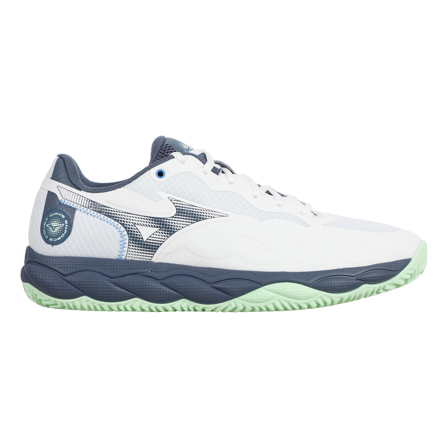 Mizuno Wave Enforce Court Zapatilla Tierra Batida Hombres-Blanco,Azul-gris