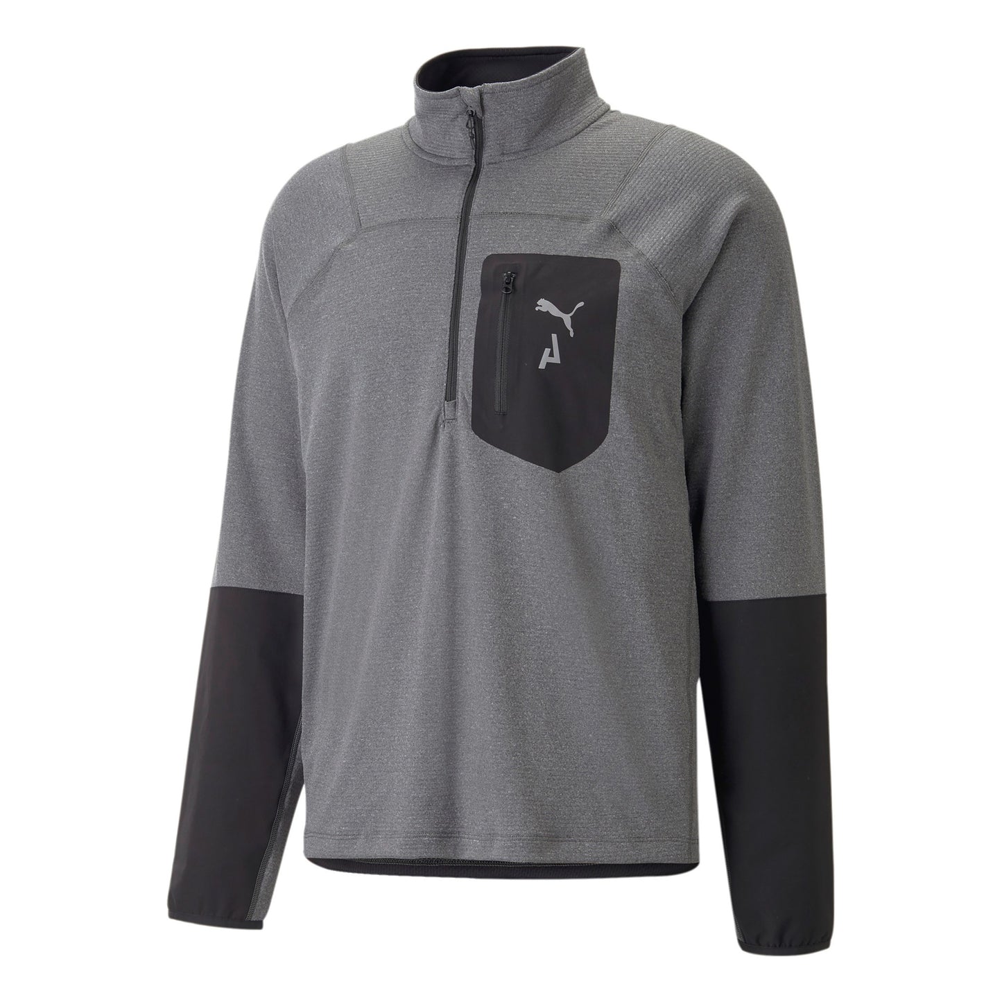 Puma Seasons Raincell Half-Zip Top De Running Hombres-Gris,Negro