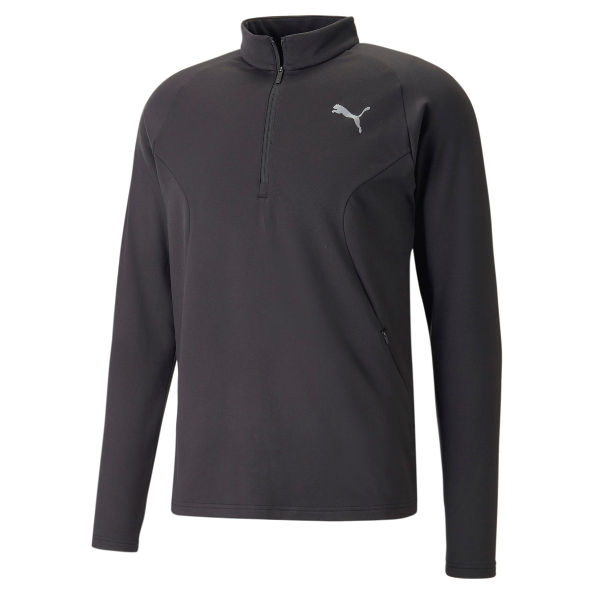 Puma Run Cloudspun Knit Half-Zip Camiseta De Manga Larga Hombres-Negro