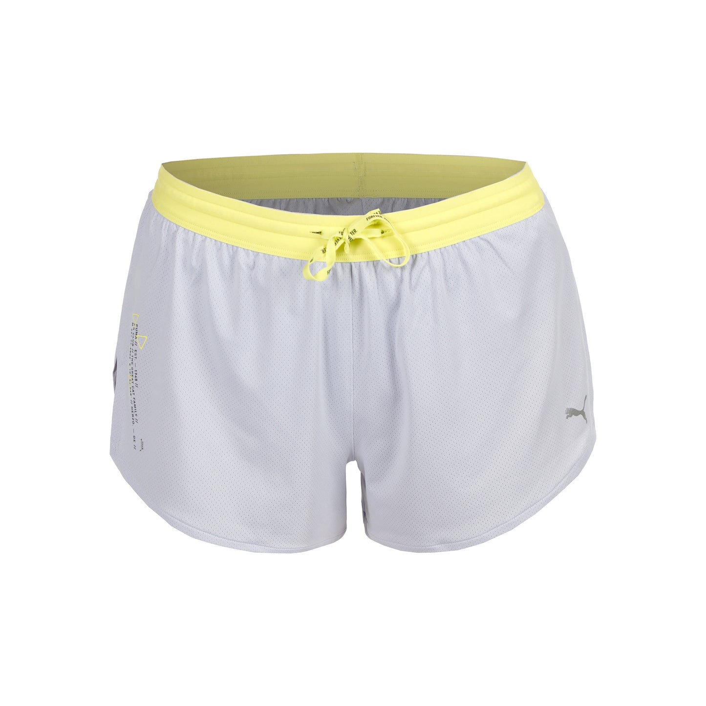 Puma Knit 3in Split Pantalones Cortos Mujeres-Gris Claro,Amarillo