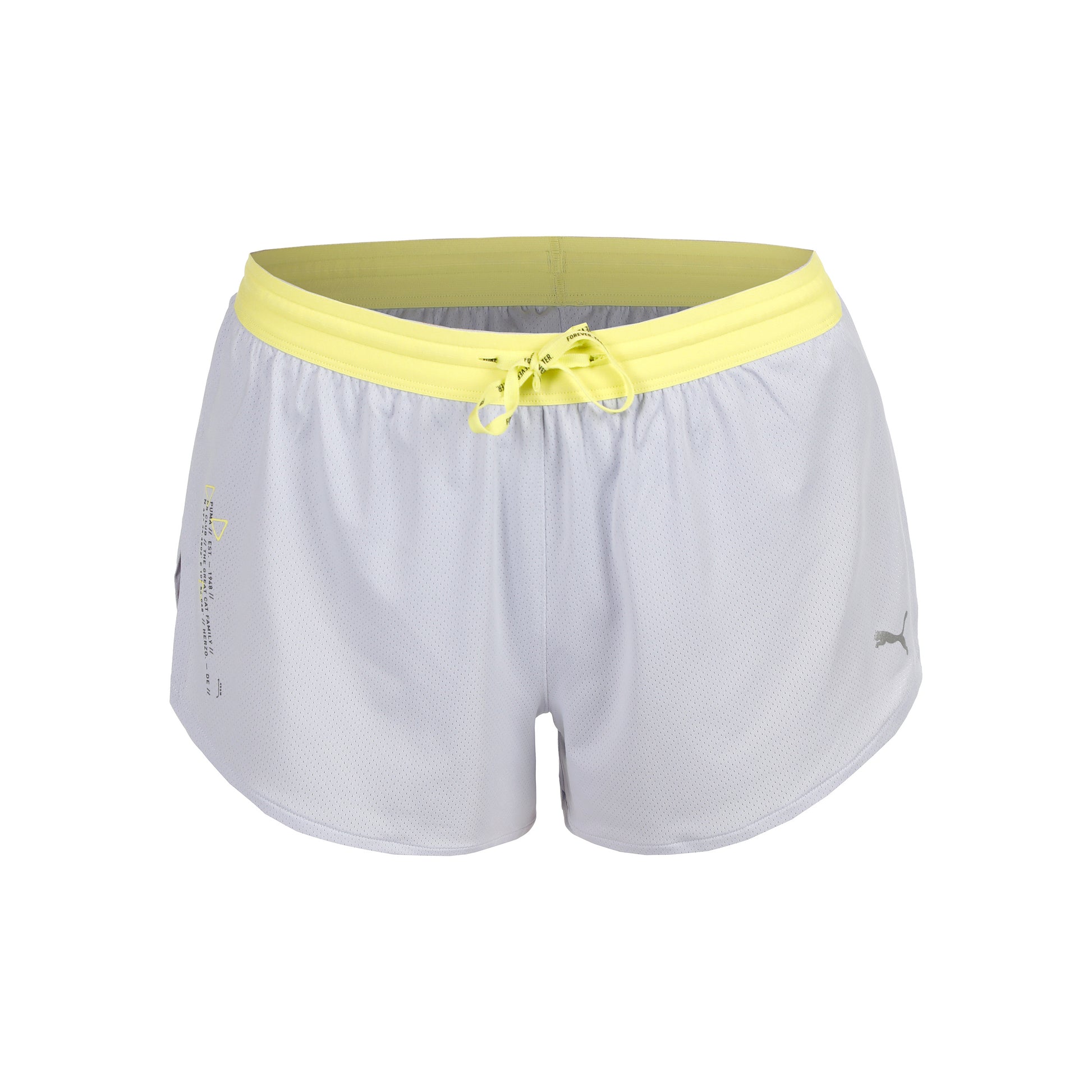 Puma Knit 3in Split Pantalones Cortos Mujeres-Gris Claro,Amarillo