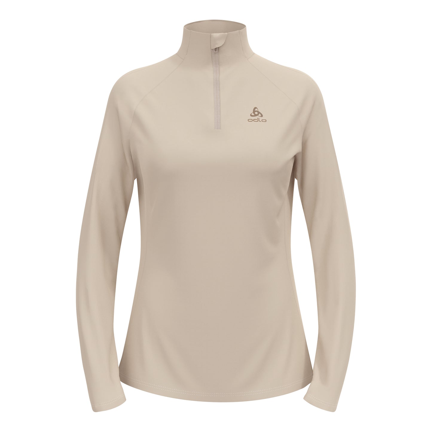 Odlo Essential Ceramiwarm Mid Layer 1/2 Zip Camiseta De Running Mujeres-Crema
