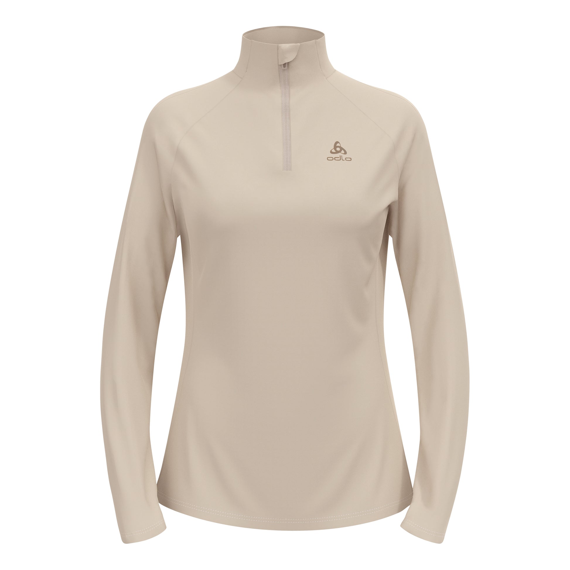 Odlo Essential Ceramiwarm Mid Layer 1/2 Zip Camiseta De Running Mujeres-Crema