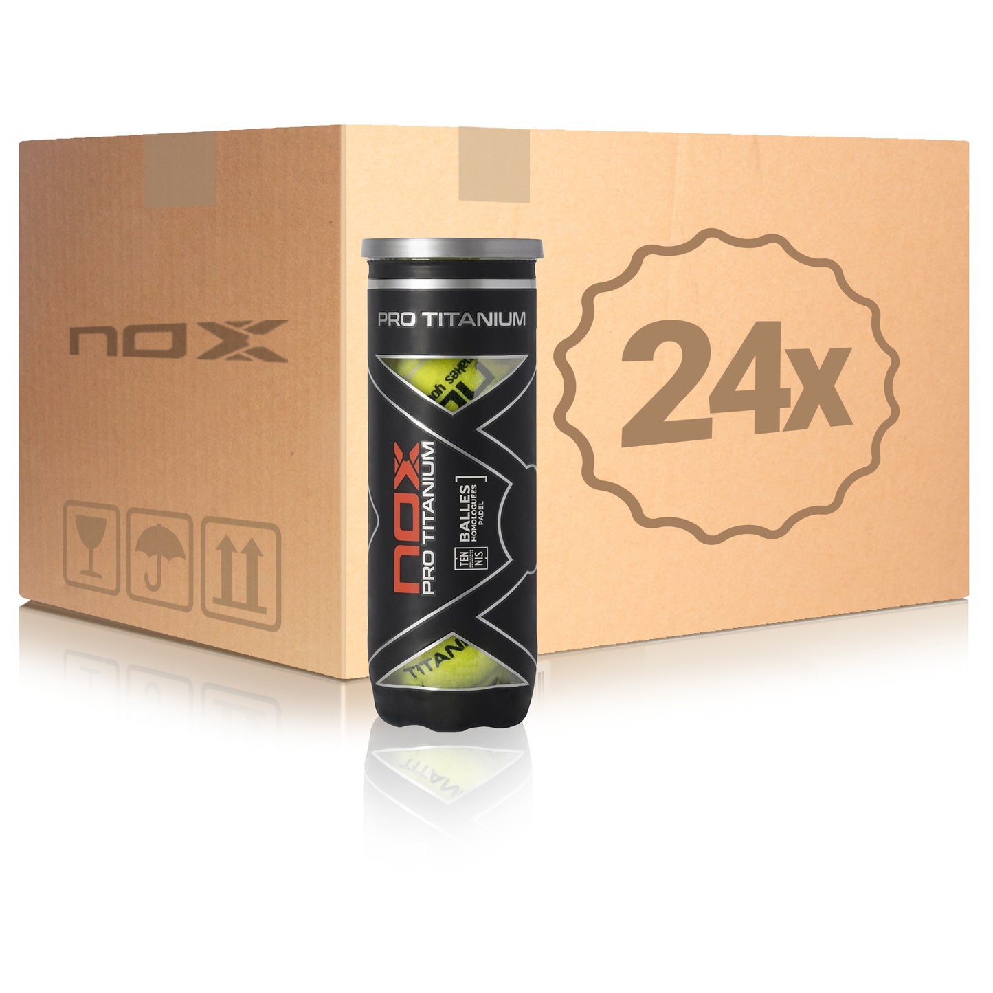 NOX 24 botes de 3 pelotas Pro Titanium En caja