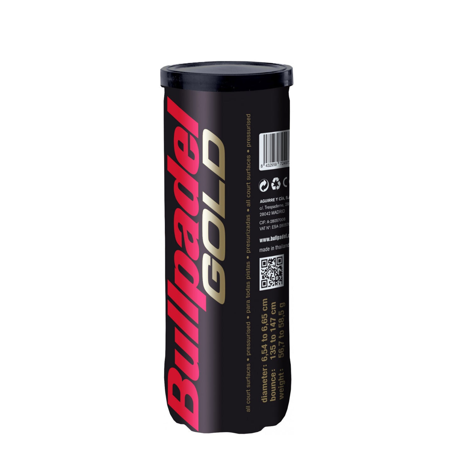 Bullpadel Gold Bote de 3 pelotas