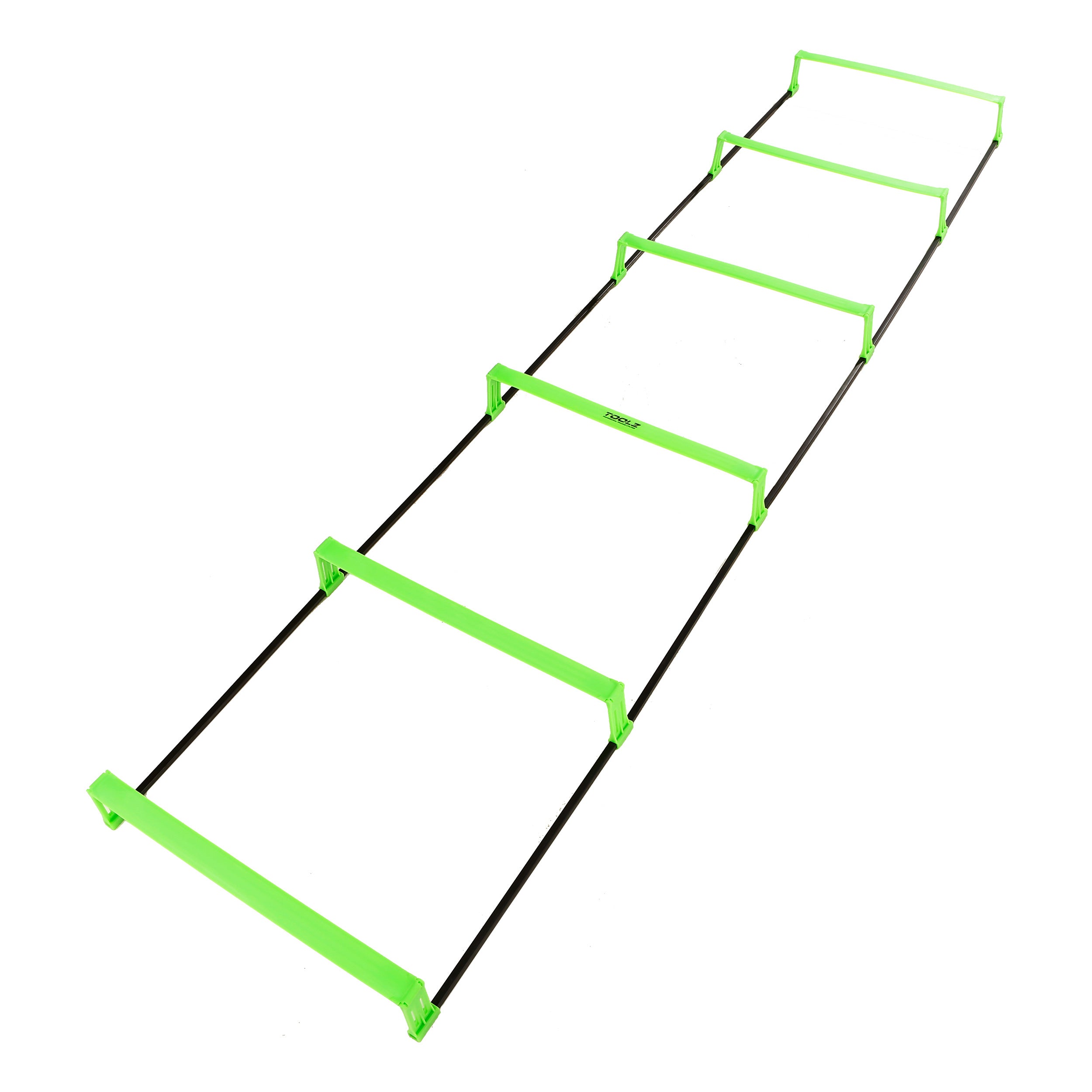 TOOLZ Koordinationsleiter Mit Hürde 2m Elemento Auxiliar De Entrenamiento 2m-Negro,Verde