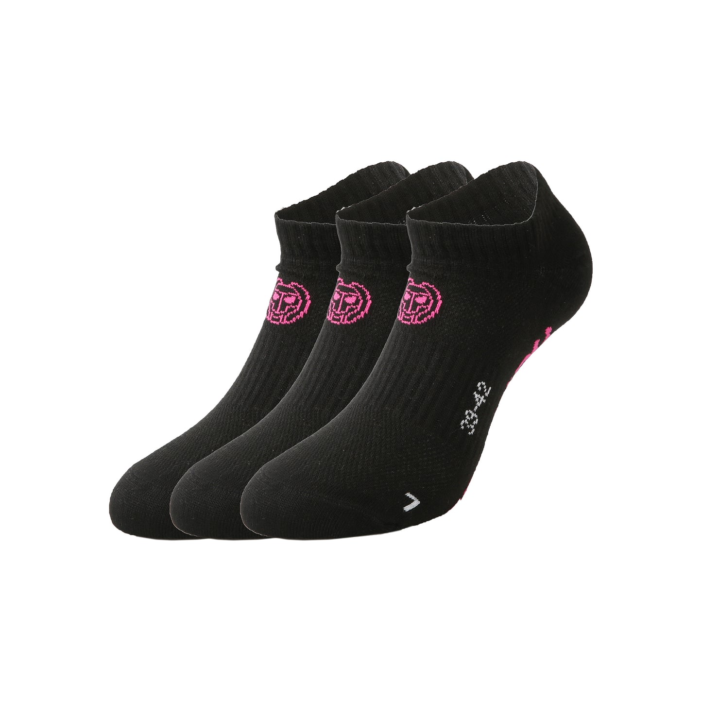 BIDI BADU Karli Tech No-Show Calcetines Deporte Pack De 3-Negro,Rosa