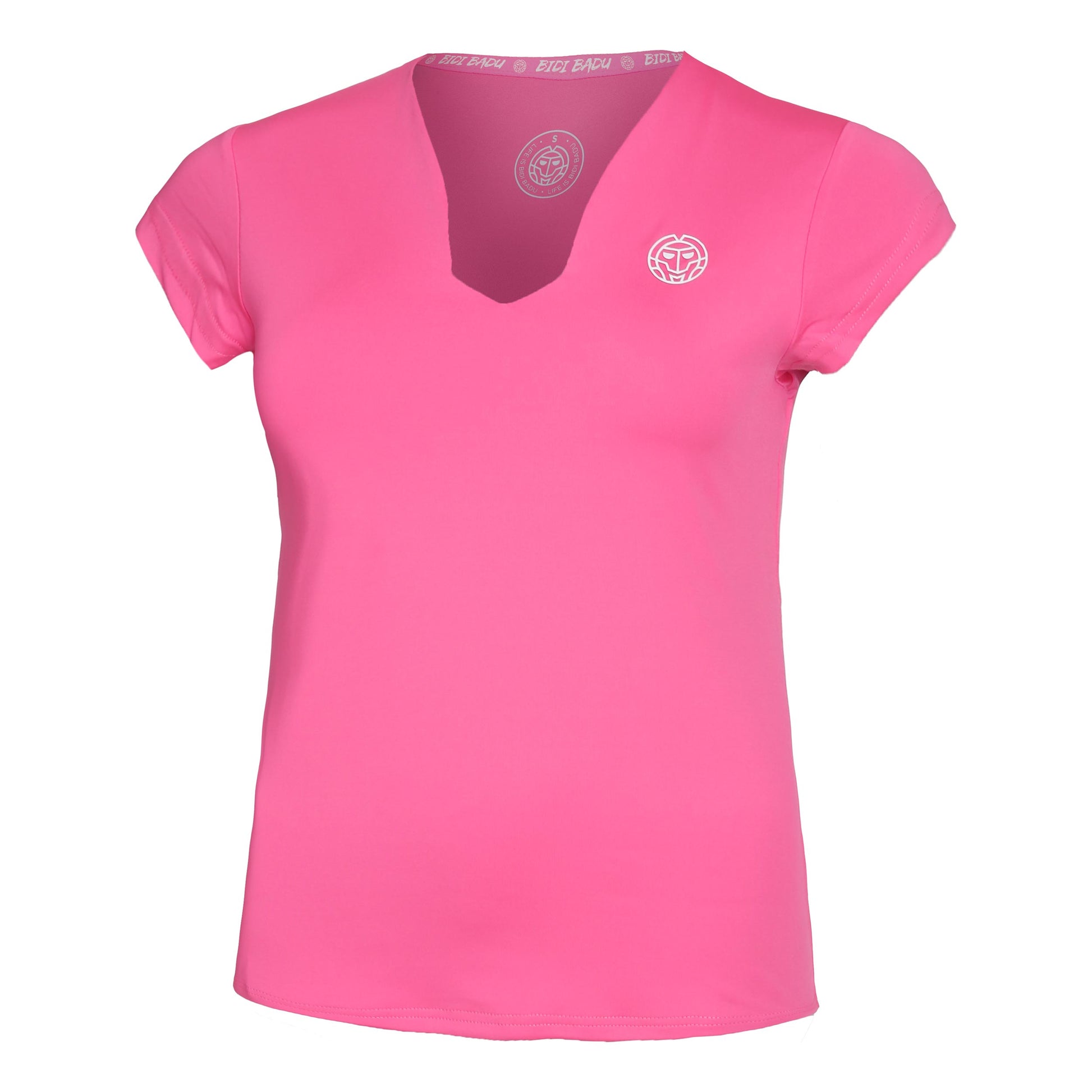 BIDI BADU Bella 2.0 Tech V-Neck Camiseta De Manga Corta Mujeres-Rosa,Blanco