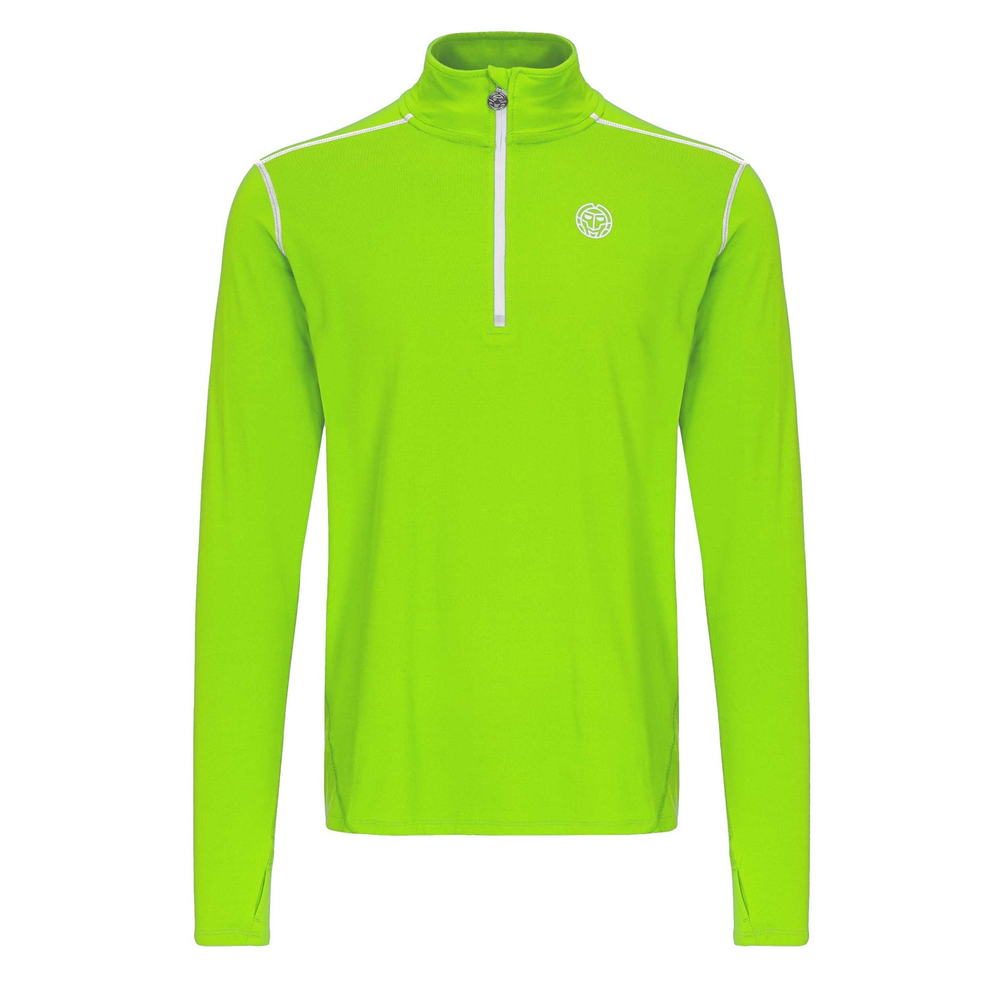 BIDI BADU Zac Tech Half Zip Camiseta De Manga Larga Hombres-Verde Neón,Blanco